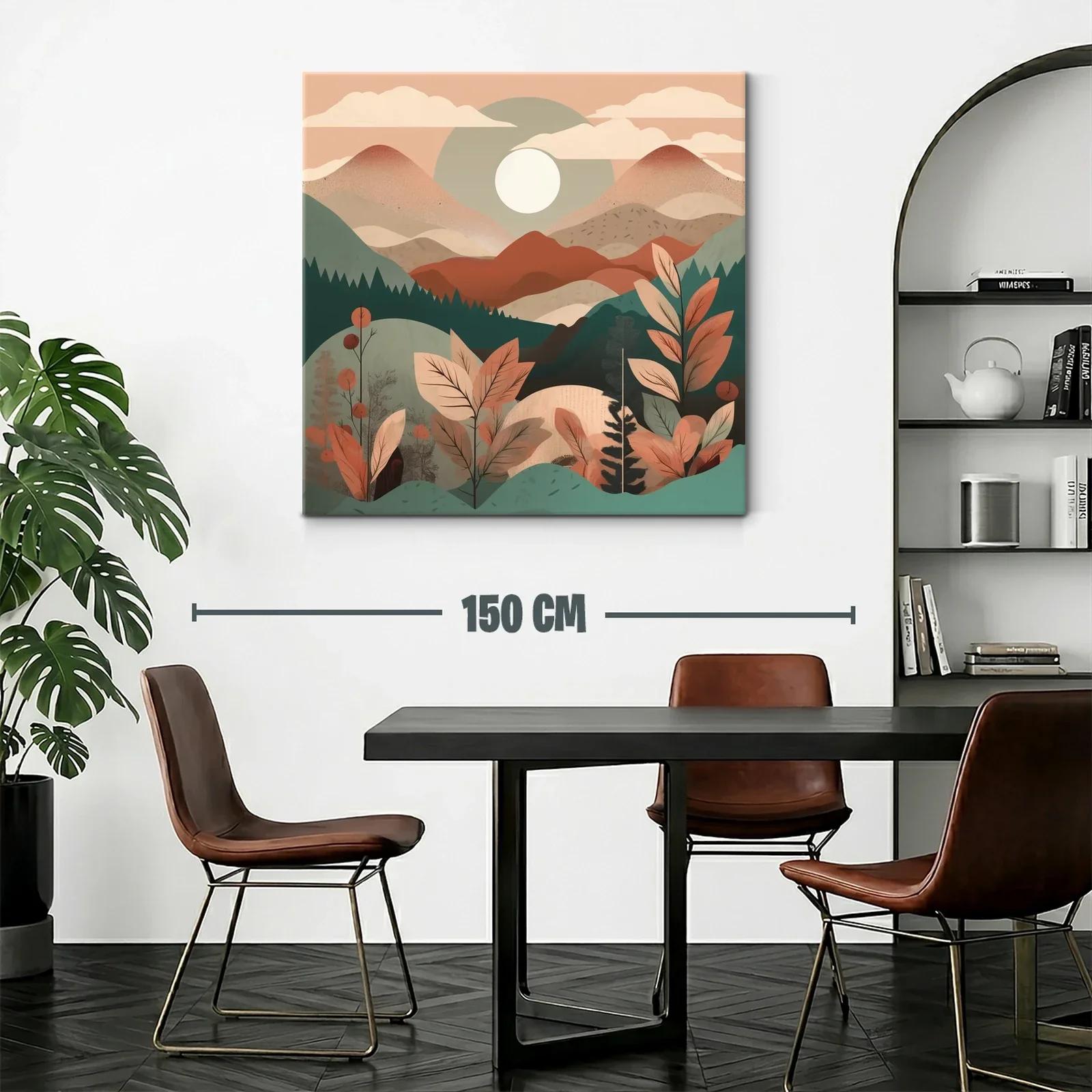 Paisaje sereno con montañas y hojas en tonos otoñales — miniatura 2