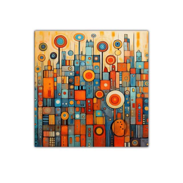 Composición abstracta con formas geométricas y tonos cálidos