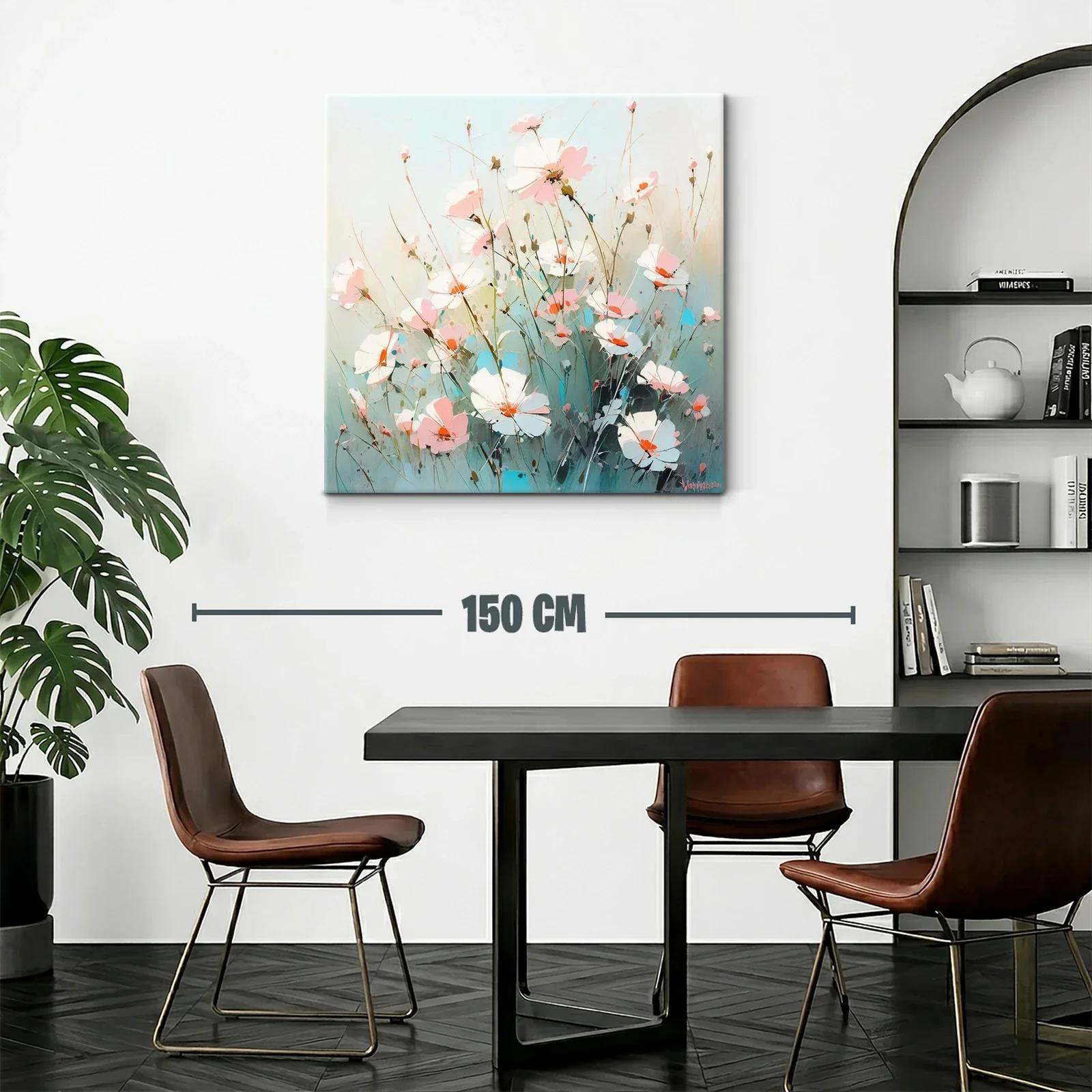 Cuadro con flores delicadas en tonos pastel y azul — miniatura 2