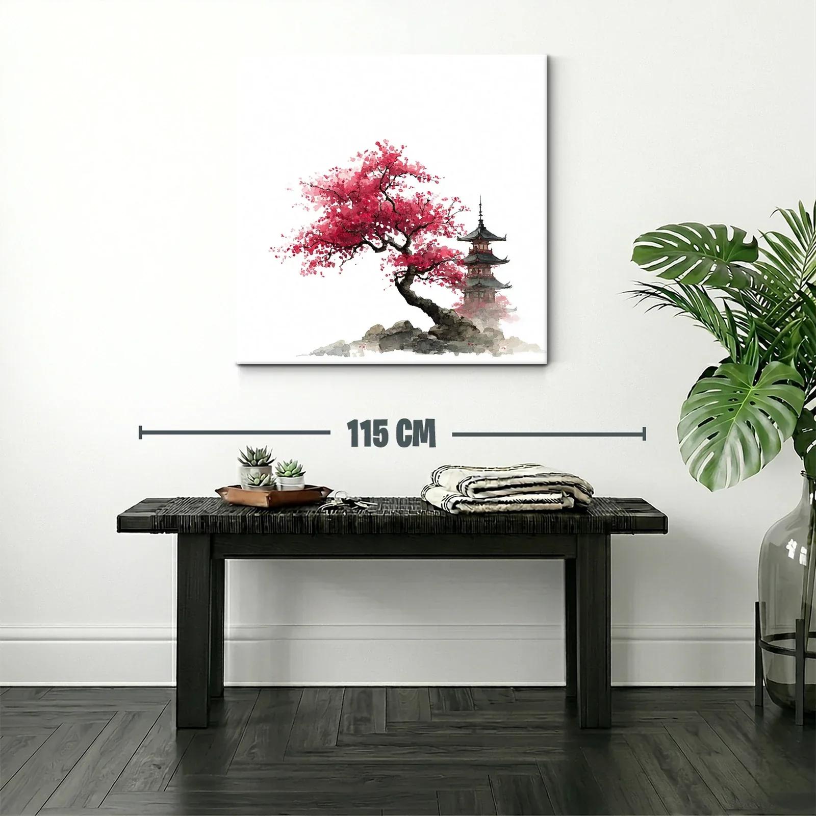 Árbol de Cerezo en Flor con Pagoda Japonesa — miniatura 2