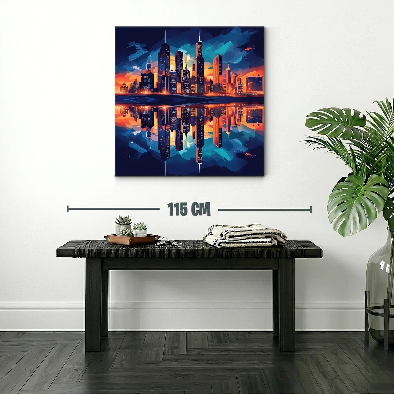 Impresionante skyline urbano al atardecer vibrante — miniatura 2