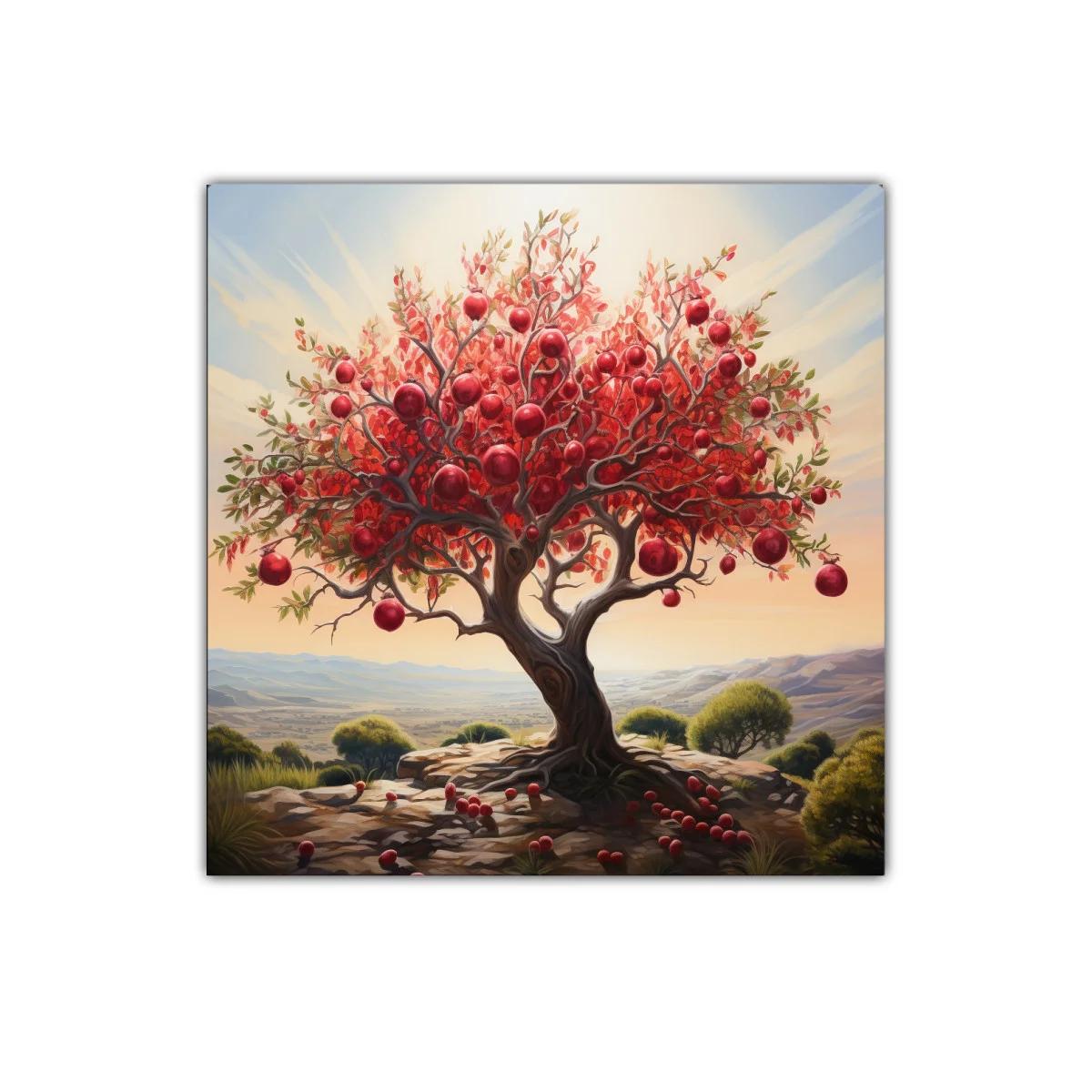 Árbol de granadas en paisaje surrealista vibrante — imagen principal
