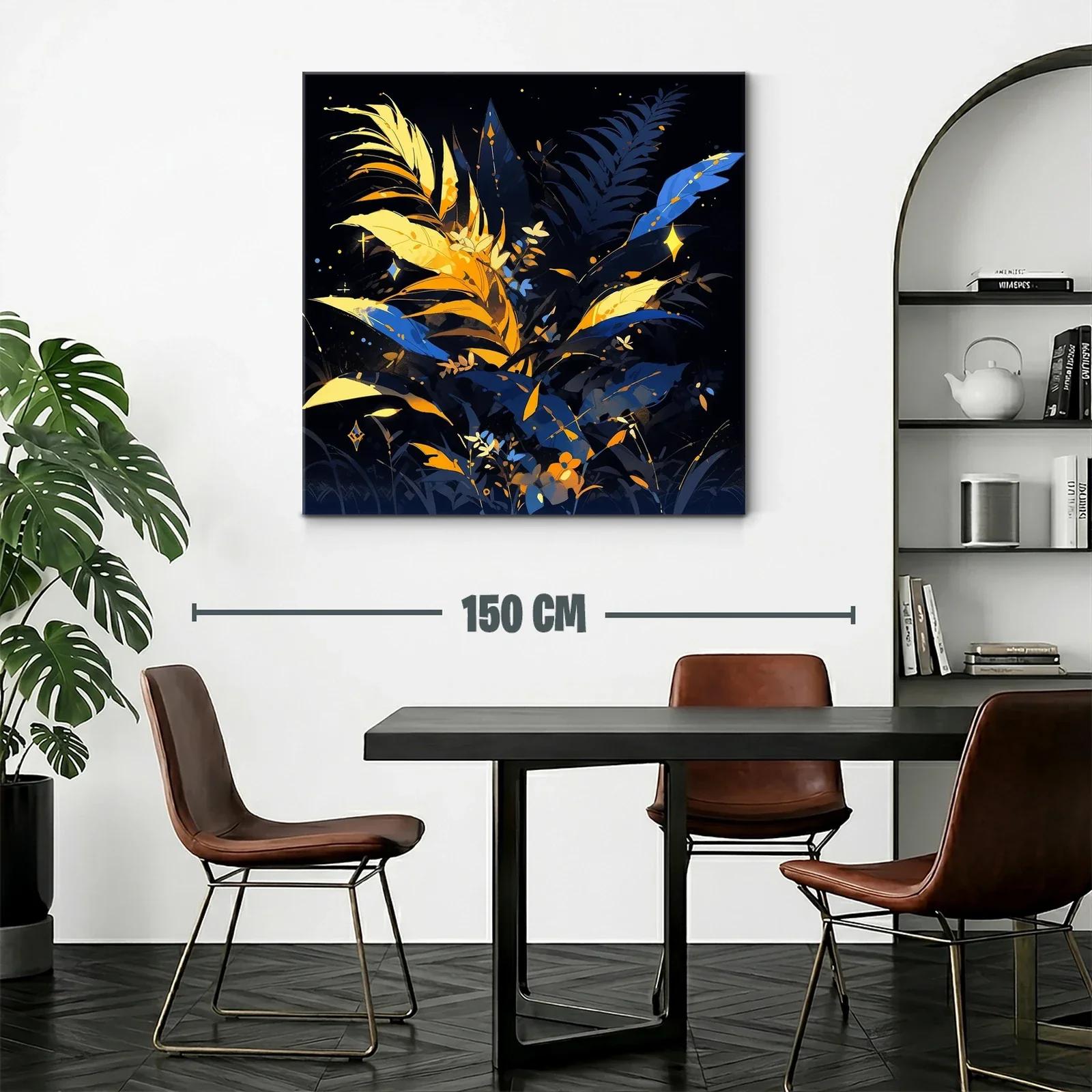 Ramillete luminoso de hojas en tonos azules y dorados — miniatura 2