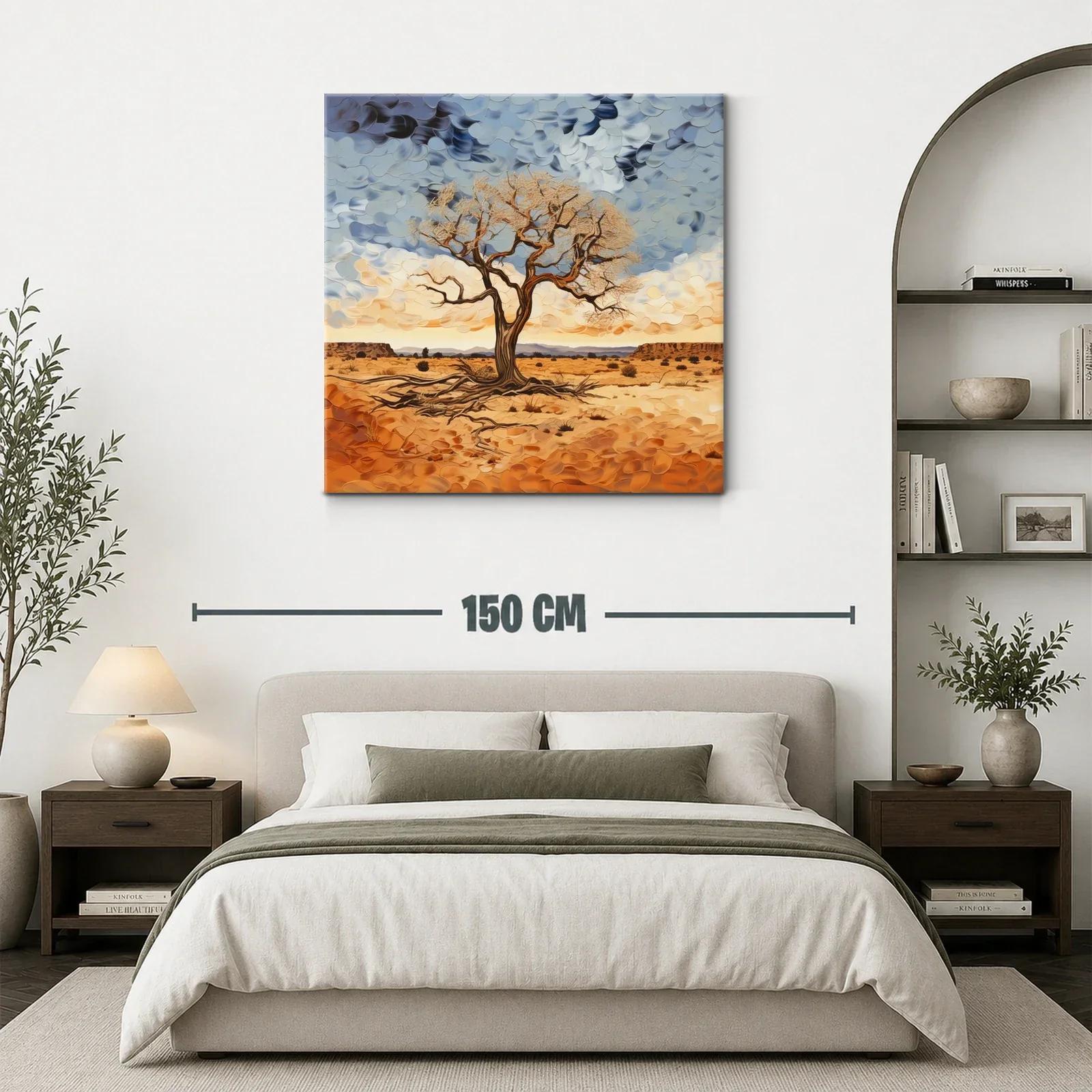 Árbol solitario en paisaje desértico con cielo dramático — miniatura 3