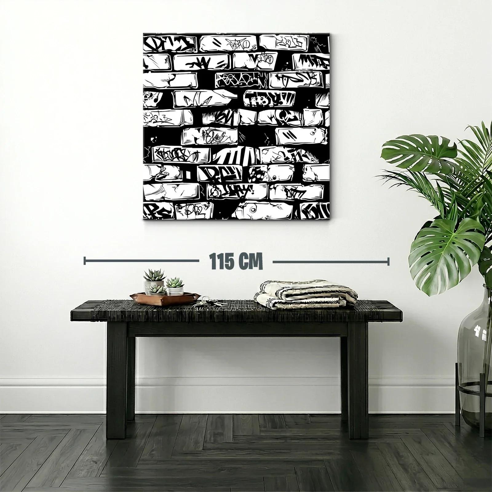 Arte urbano con grafitis en patrón monocromo moderno — miniatura 2