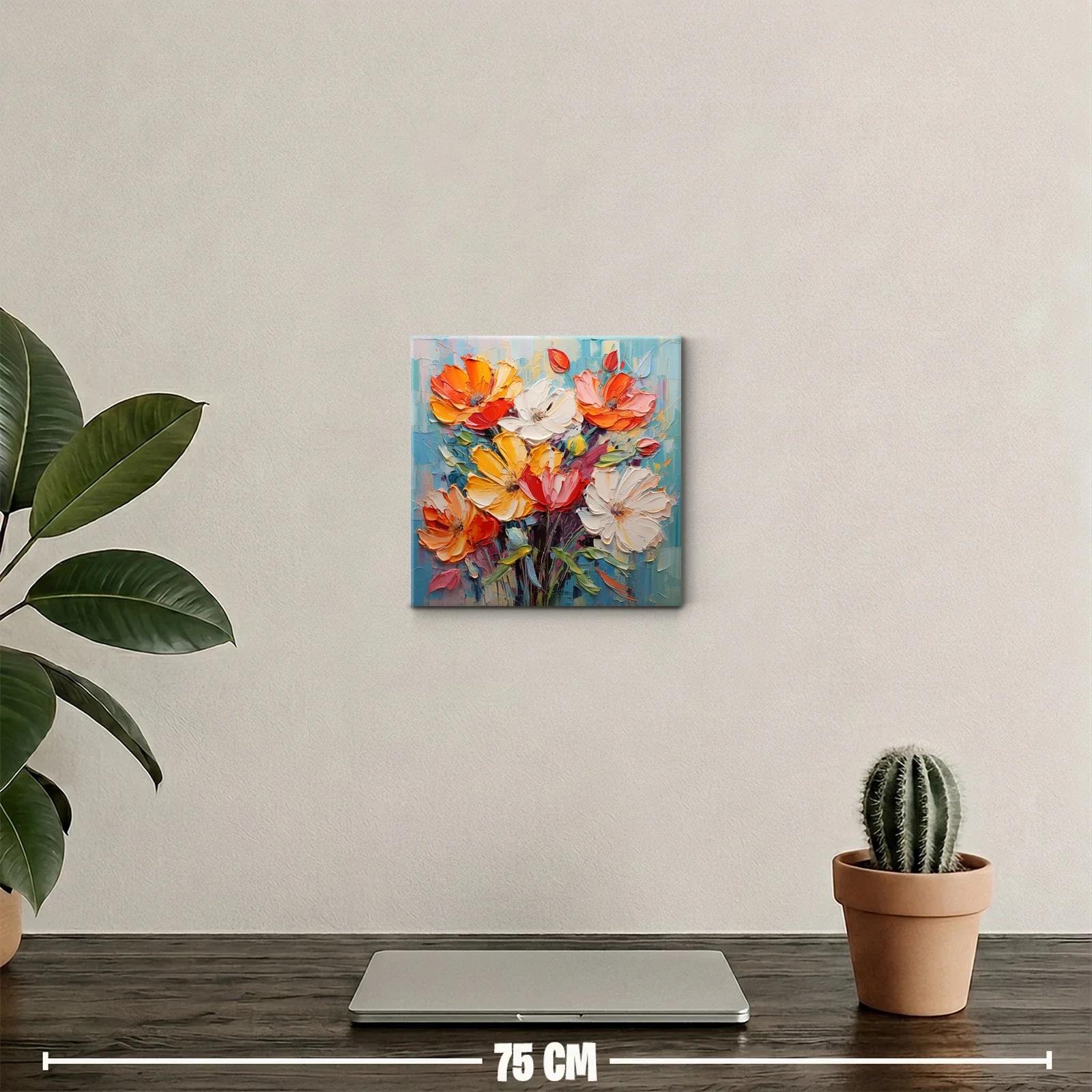 Cuadro decorativo con flores vibrantes en tonos cálidos — miniatura 2