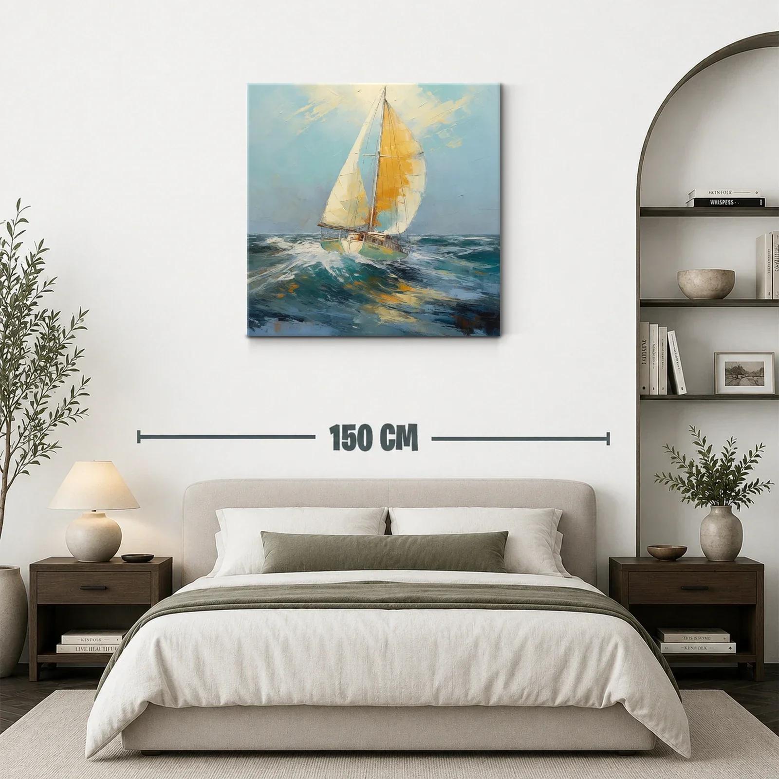 Velero navegando entre olas al viento marino — miniatura 3