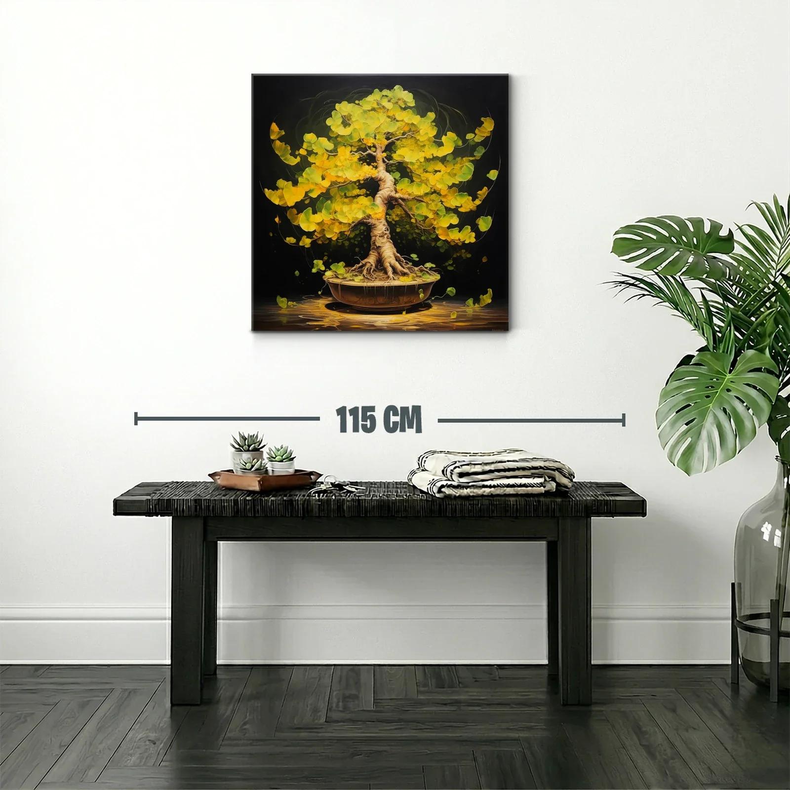 Armonía natural en árbol bonsái de hojas amarillas vibrantes — miniatura 2