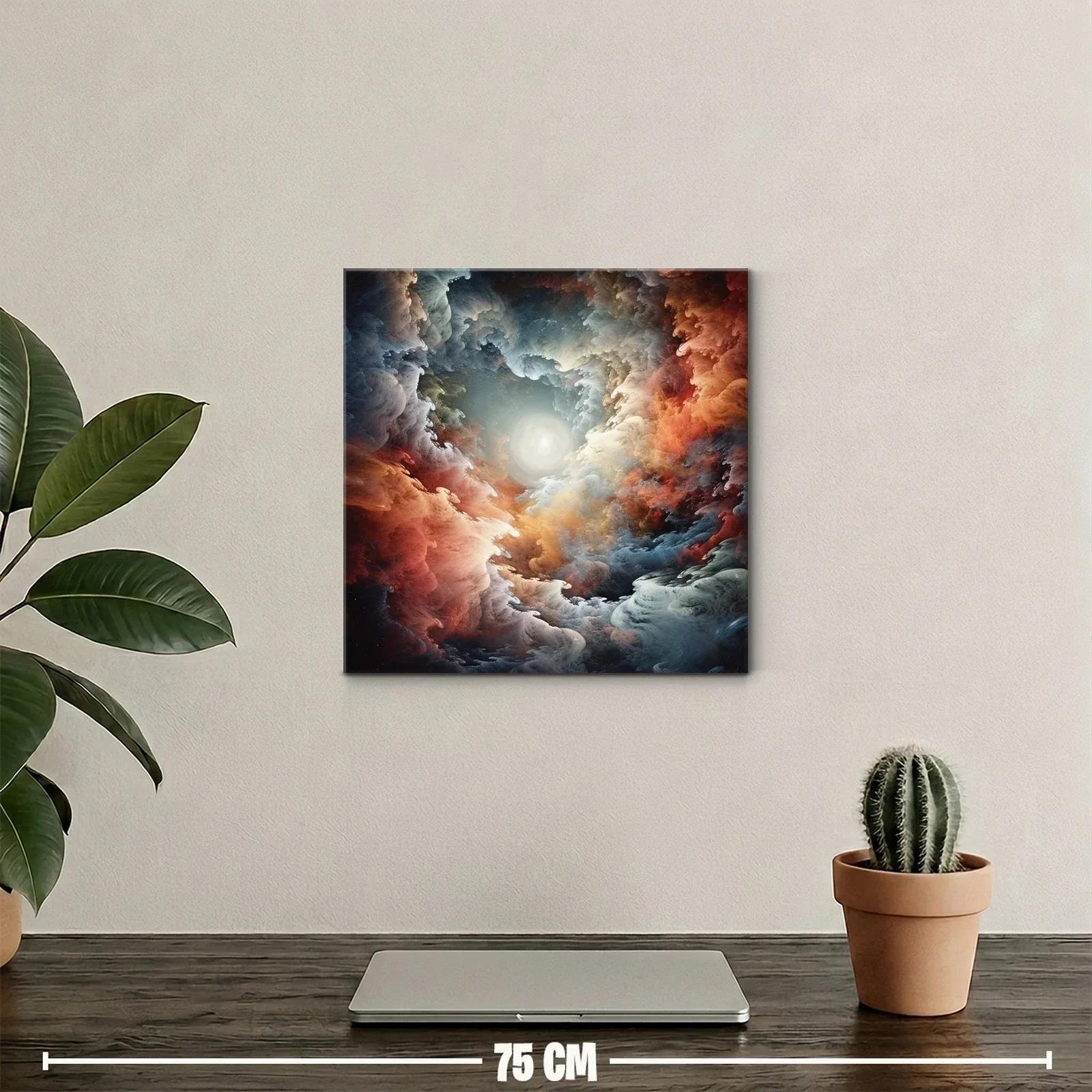 Cuadro abstracto con efecto de nube y luz central — miniatura 2