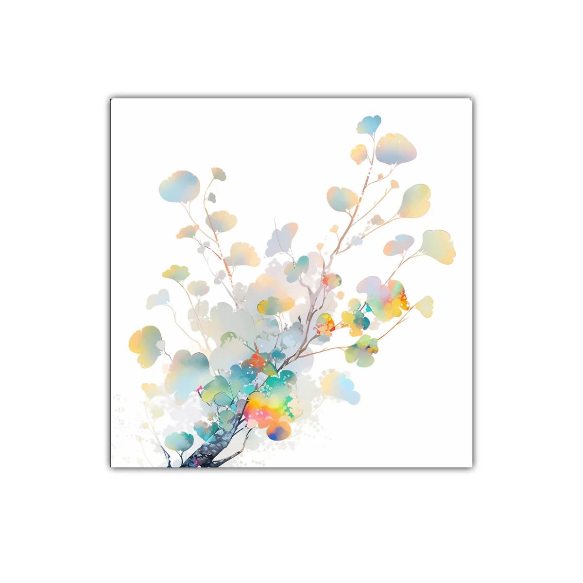 Cuadro decorativo con delicada rama de hojas en tonos pastel — imagen principal