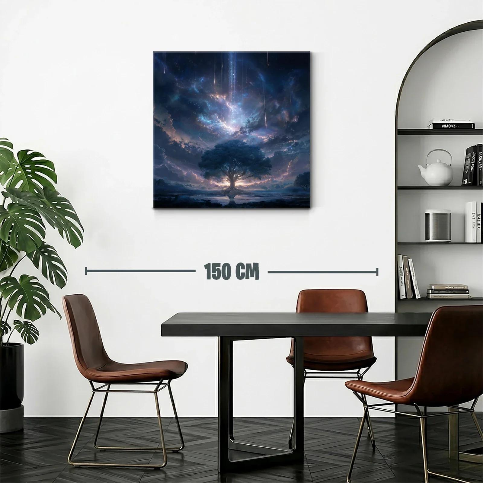 Árbol místico bajo un cielo estrellado con meteoros — miniatura 2