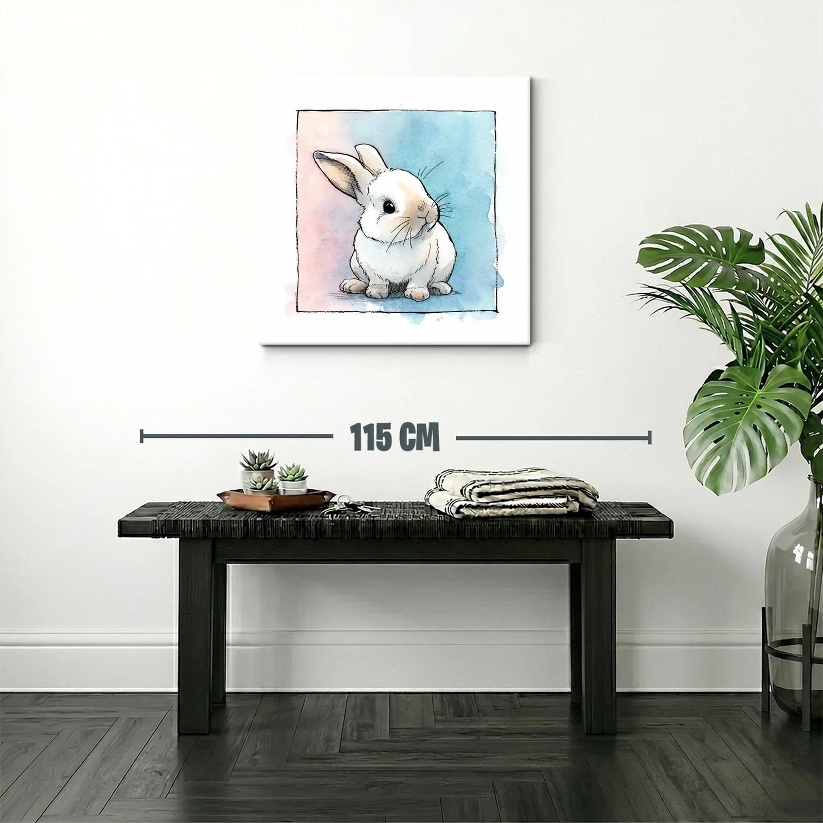 Dulce ilustración de conejo tierno en acuarela suave — miniatura 2