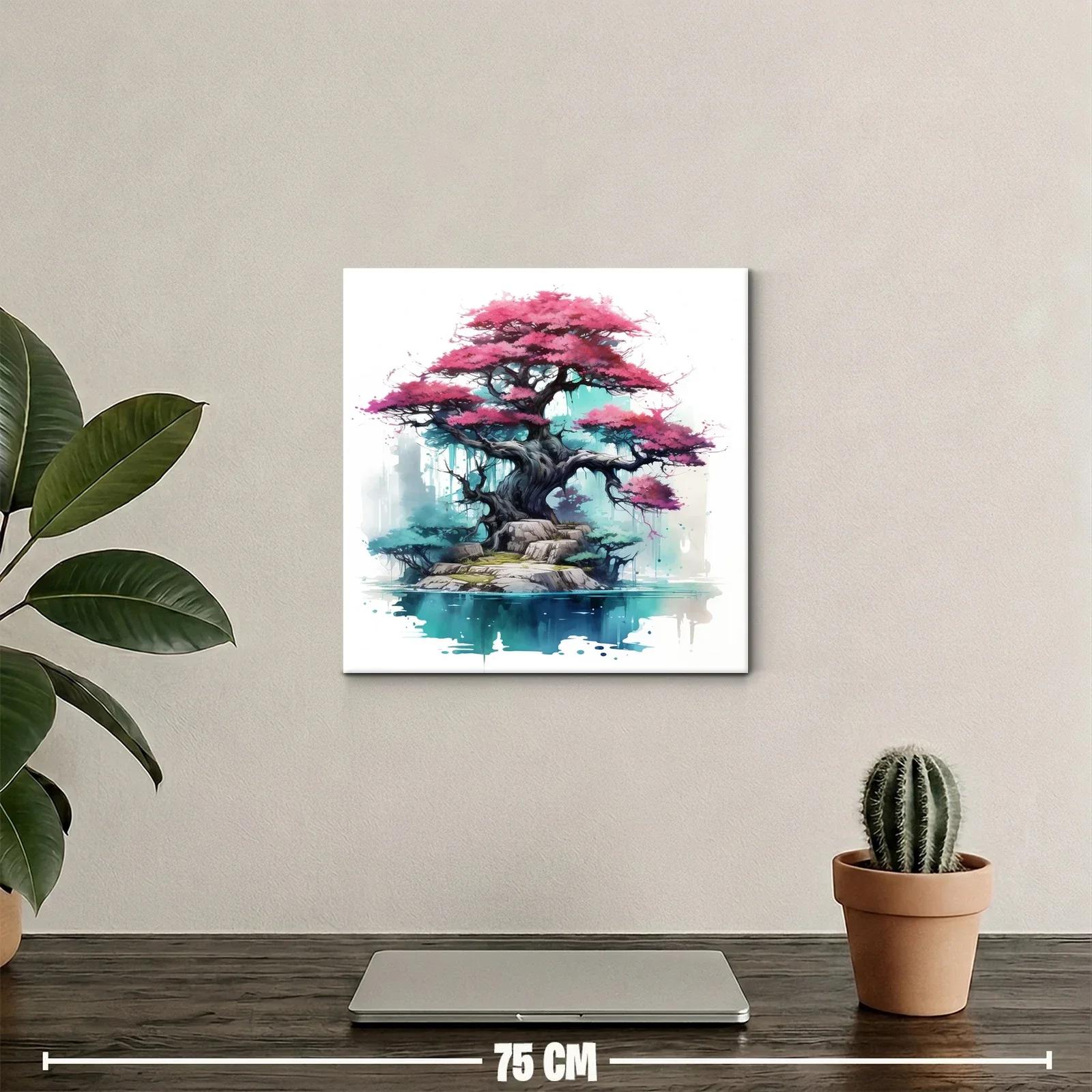 Árbol de sakura sobre isla en oasis sereno y místico — miniatura 2