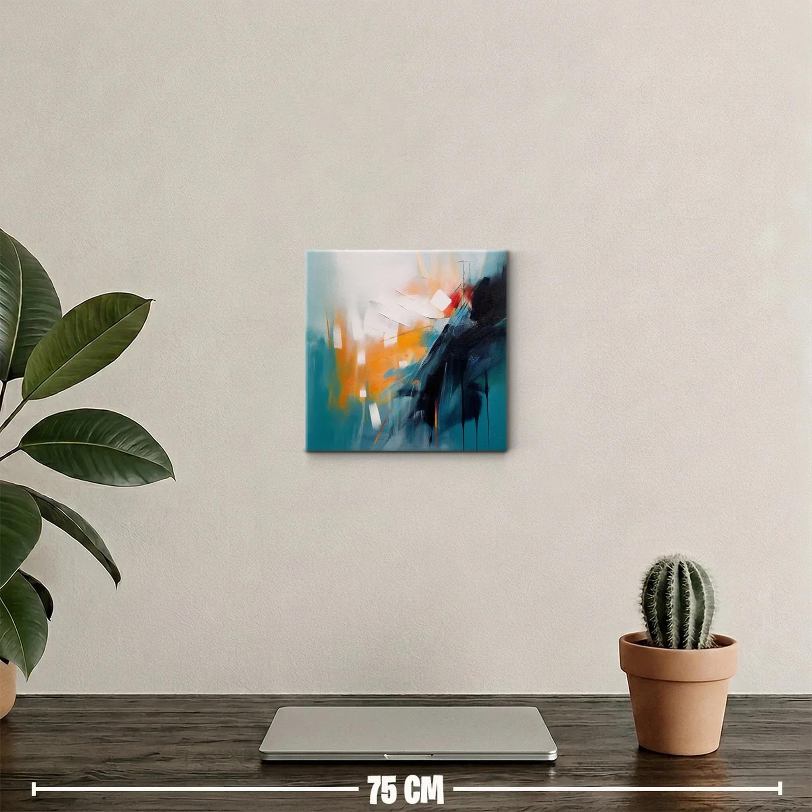 Cuadro abstracto con vibrantes tonos cálidos y fríos — miniatura 2