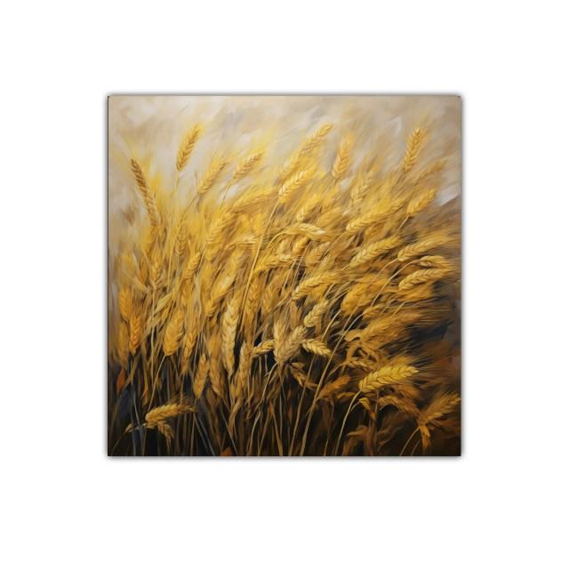 Cuadro decorativo con espigas doradas en movimiento natural