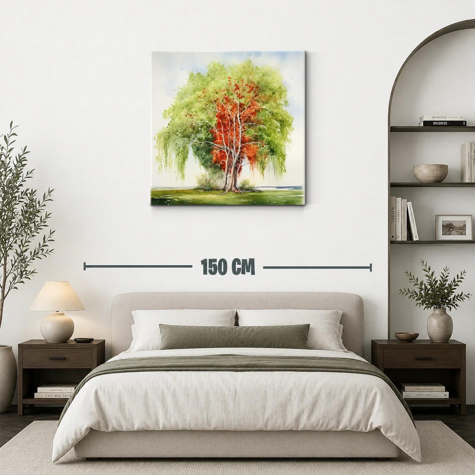 Árbol en plena transición con vibrantes tonos otoñales y verdes — miniatura 3