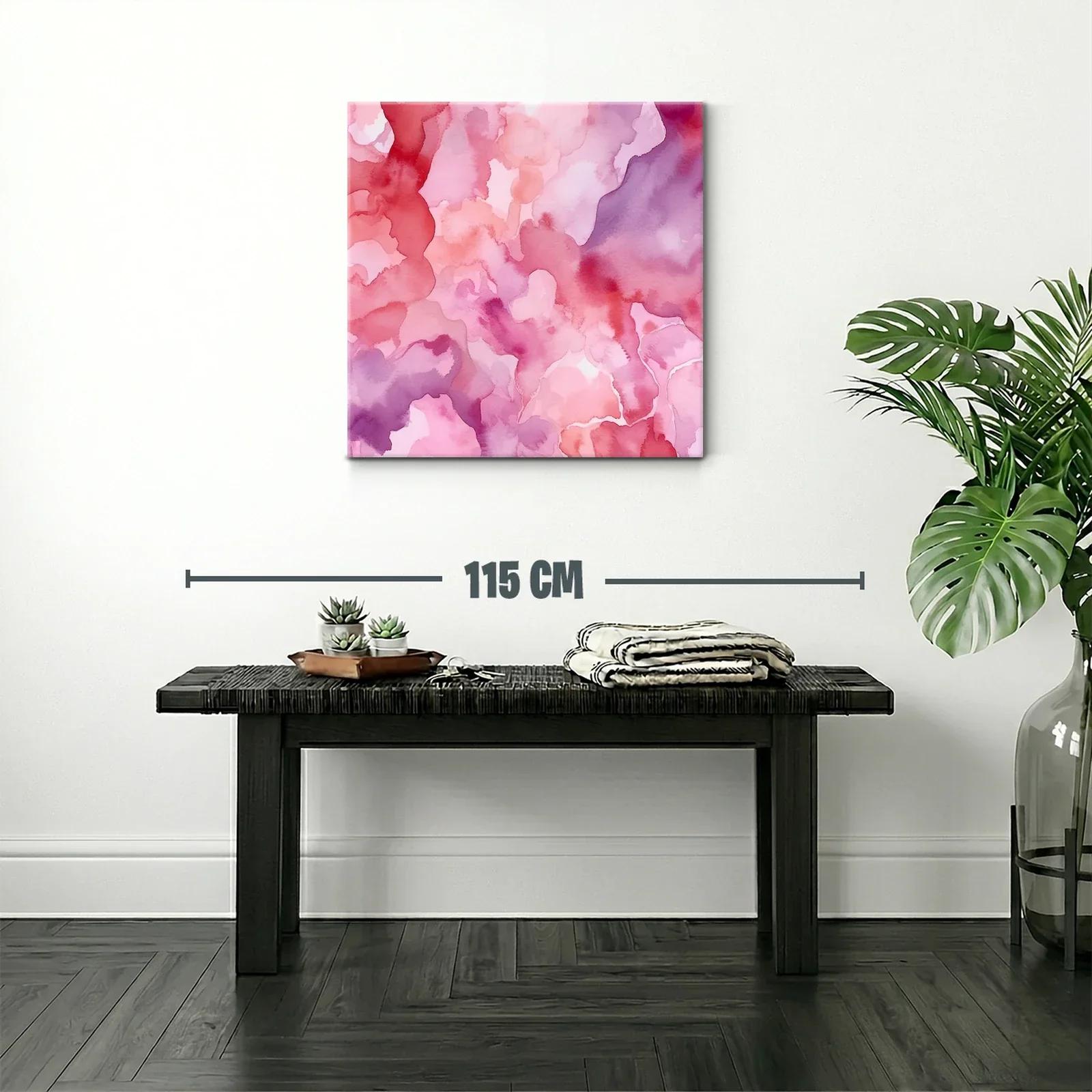 Cuadro abstracto en tonos rosa y púrpura confluencias suaves — miniatura 2