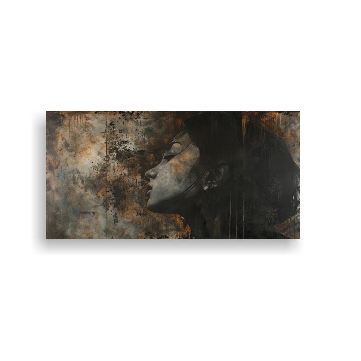 Cuadro rostro de mujer de perfil con textura grunge