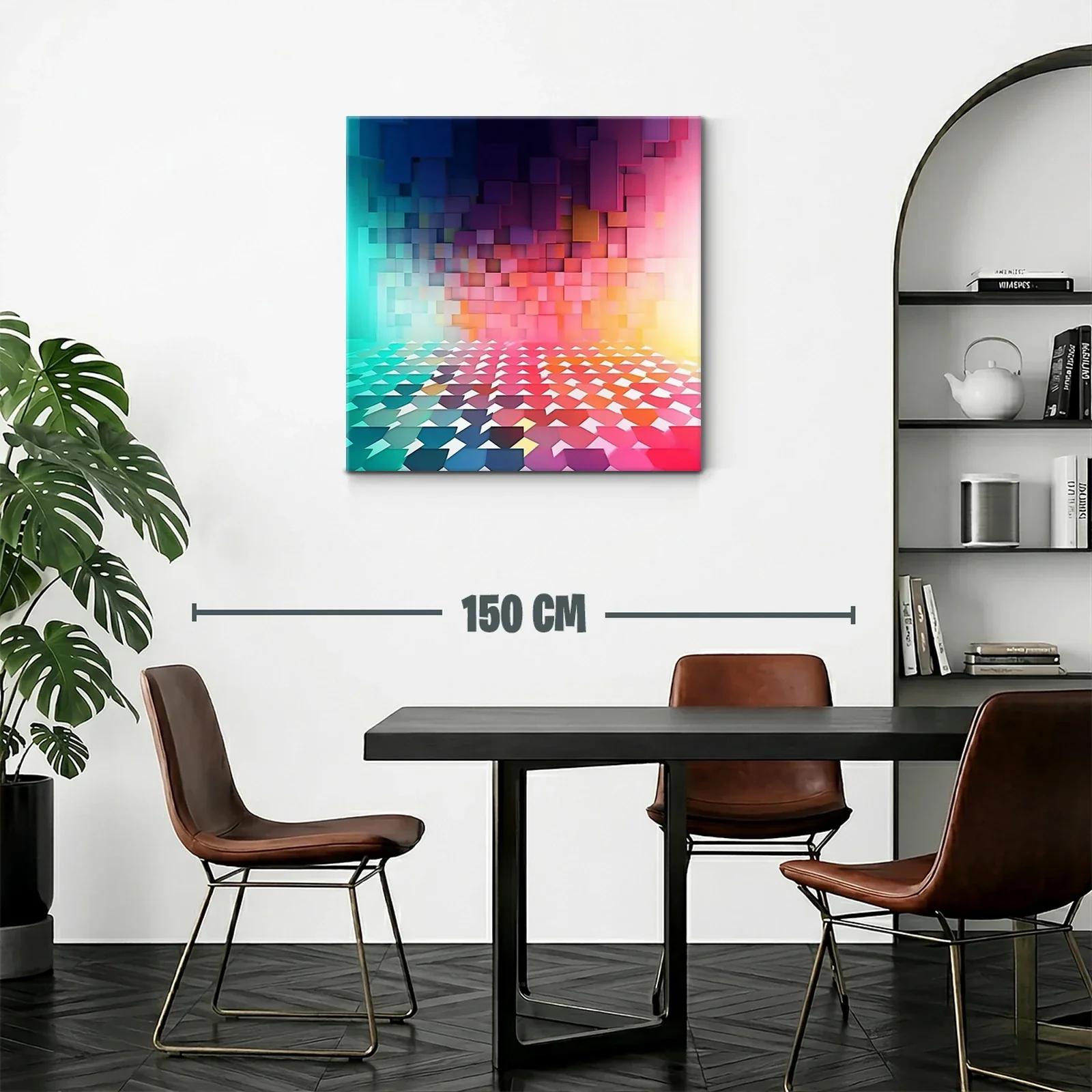 Cuadro geométrico con cubos y tonalidades vibrantes — miniatura 2