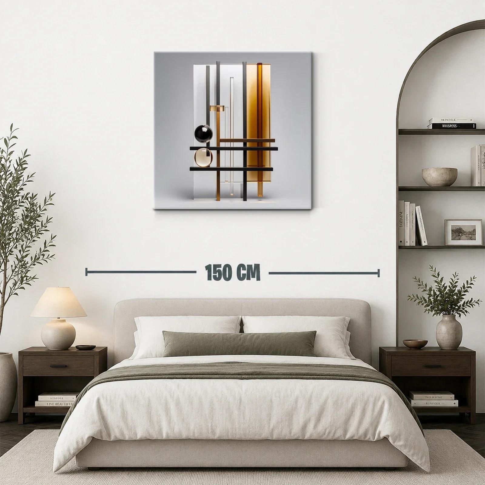 Composición geométrica moderna con tonos ámbar y negro — miniatura 3