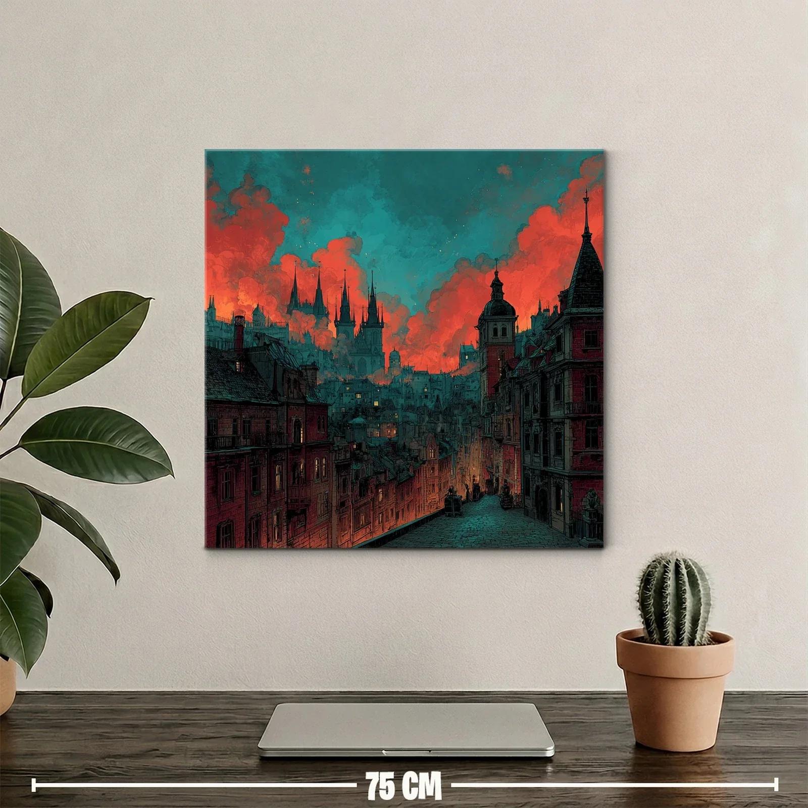 Ciudad antigua iluminada por un cielo crepuscular — miniatura 2