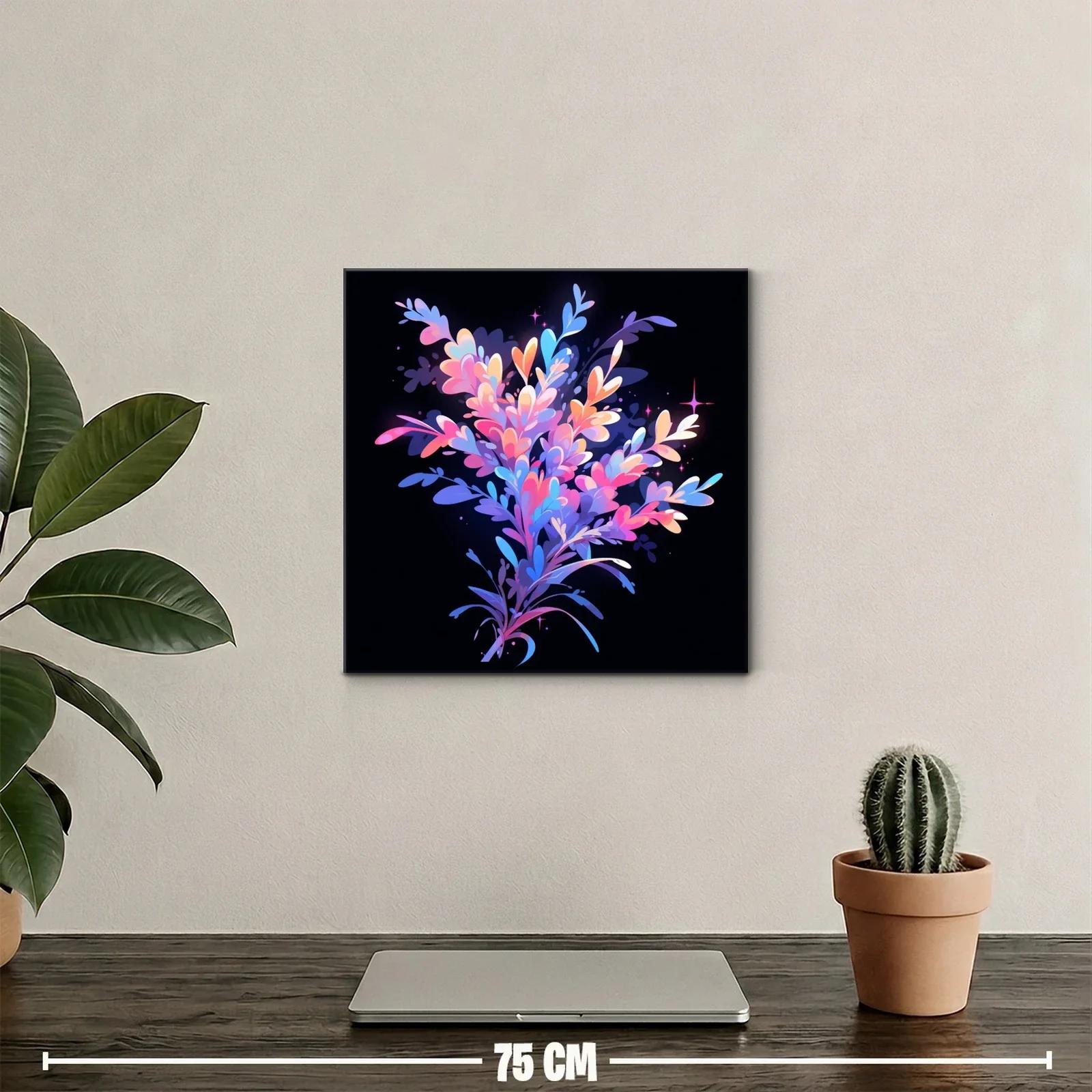 Cuadro abstracto en tonos rosas y azules vibrantes — miniatura 2
