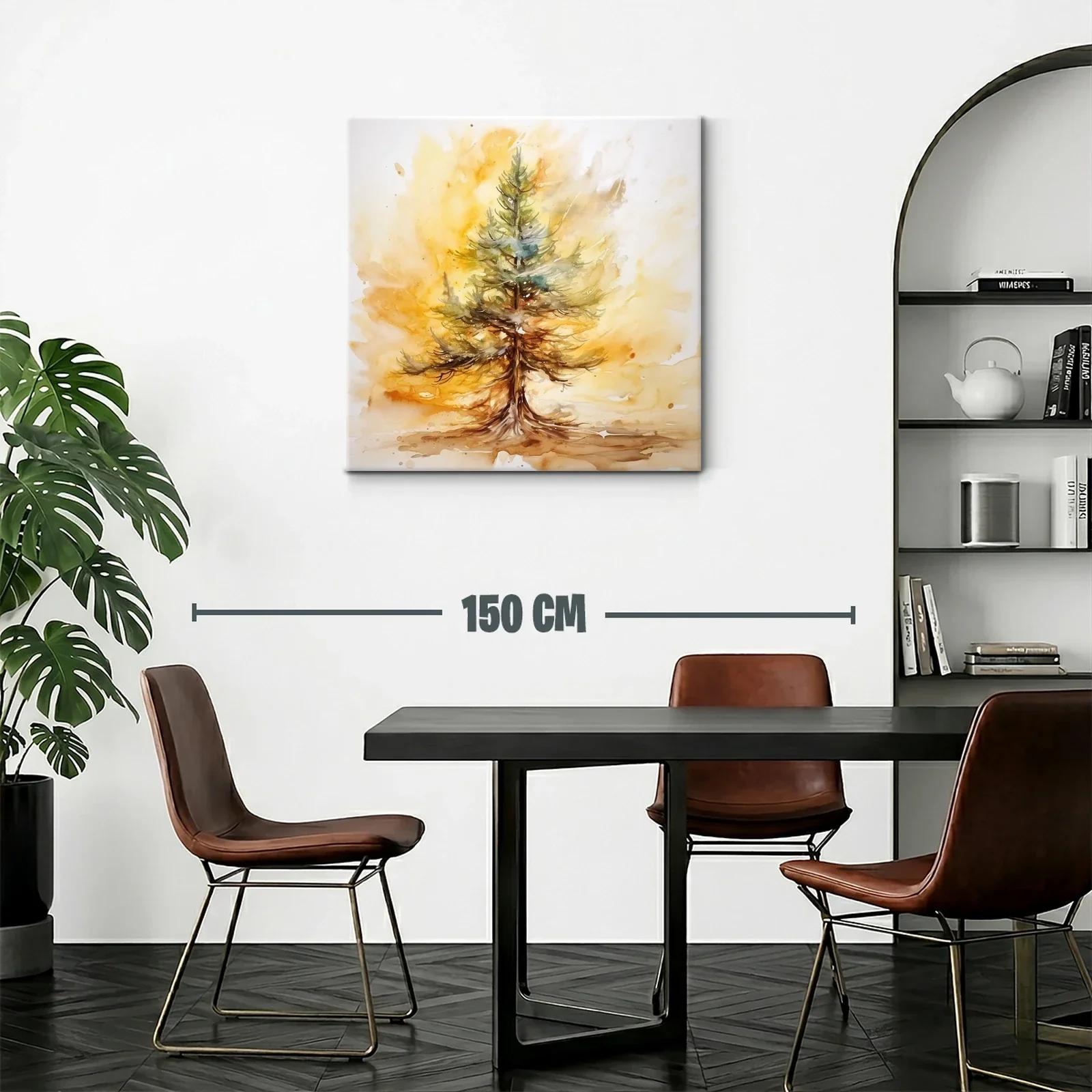 Cuadro con árbol en tonos cálidos y verdes — miniatura 2