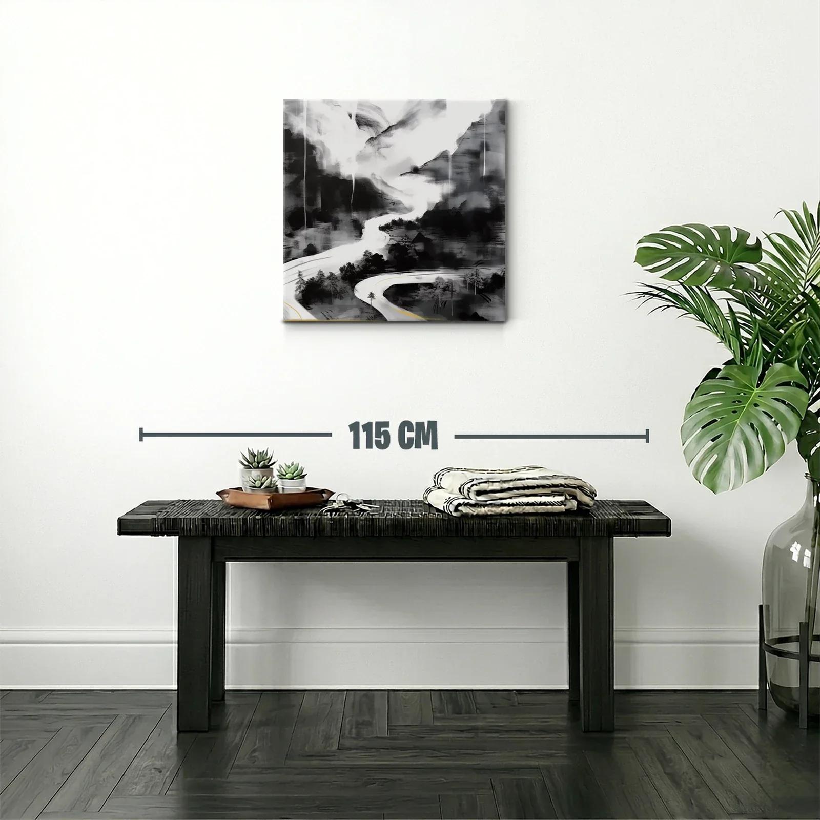 Paisaje abstracto en tonos grises con sinuoso camino — miniatura 2