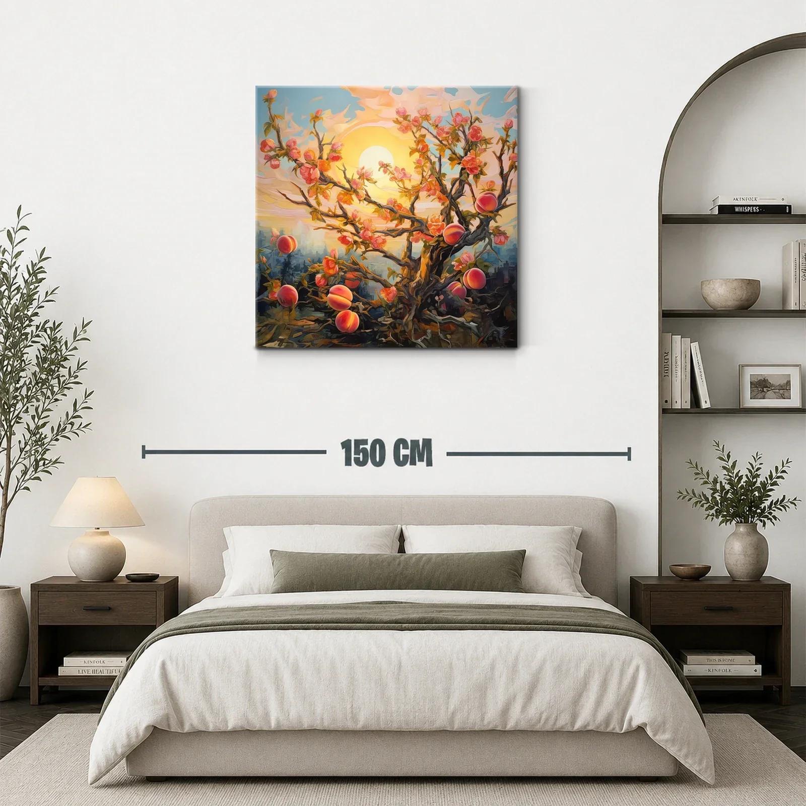 Árbol de duraznos en flor bajo la luz del atardecer — miniatura 3