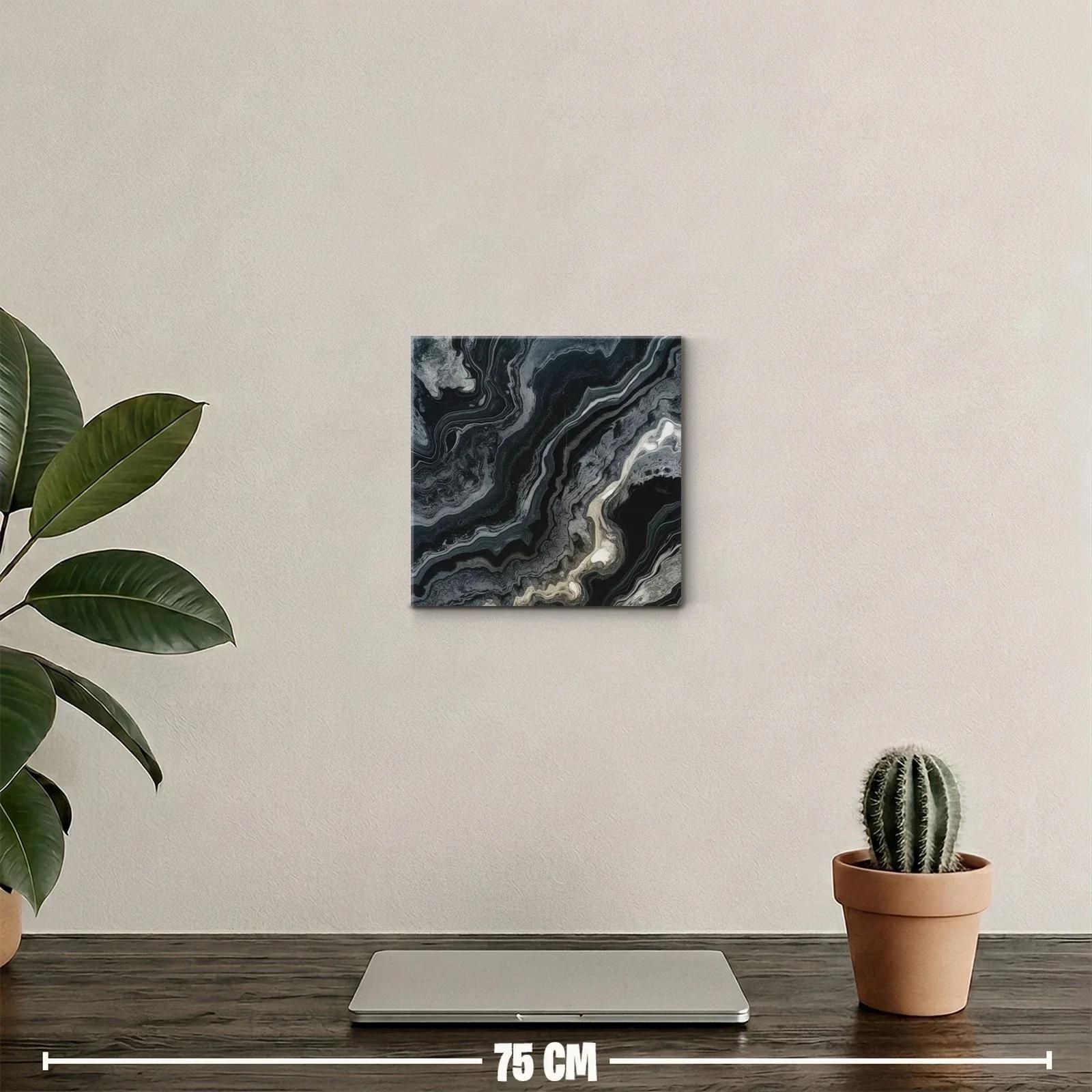 Cuadro abstracto en tonos grises y negros con toques beige — miniatura 2