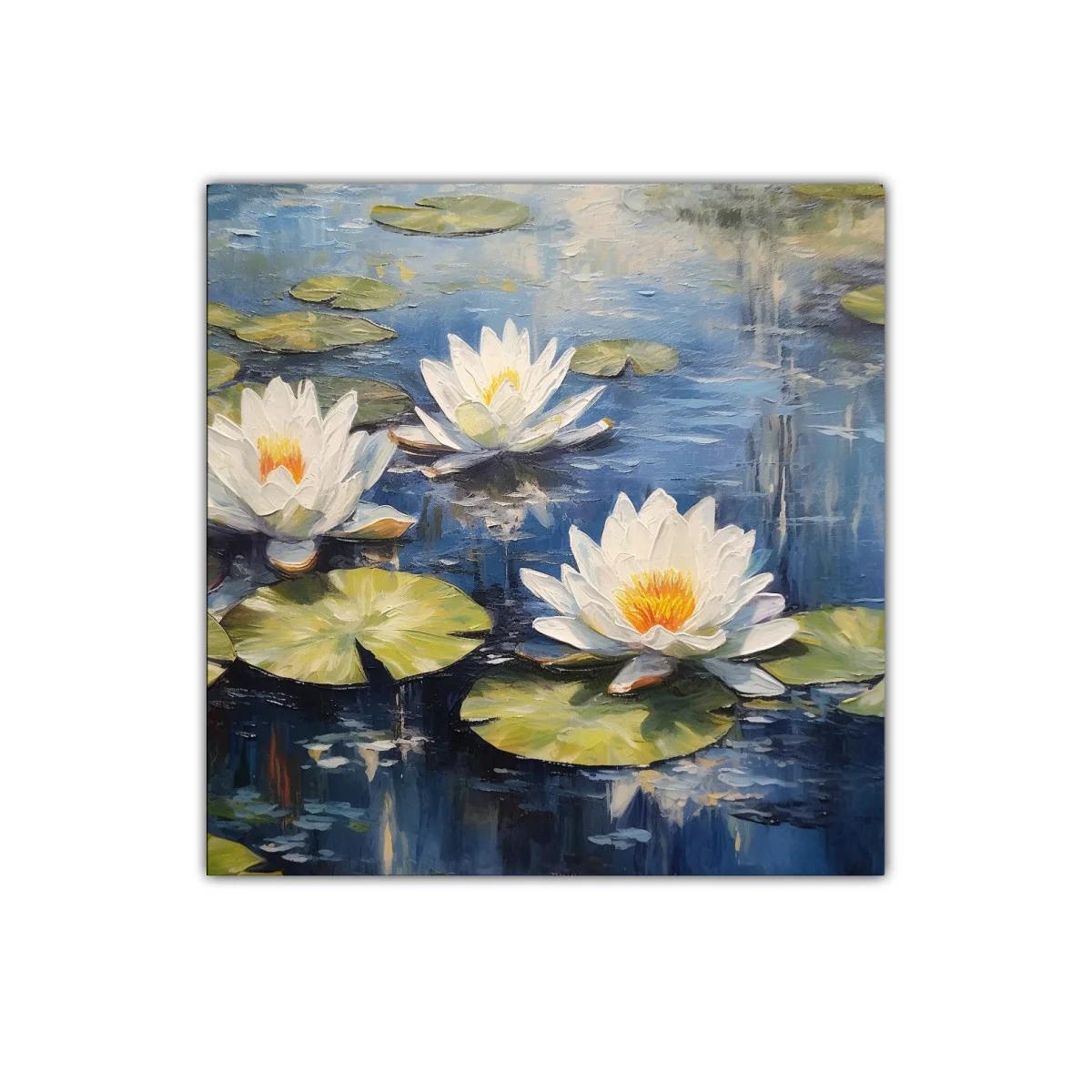 Cuadro flores de loto sobre estanque azul sereno — imagen principal