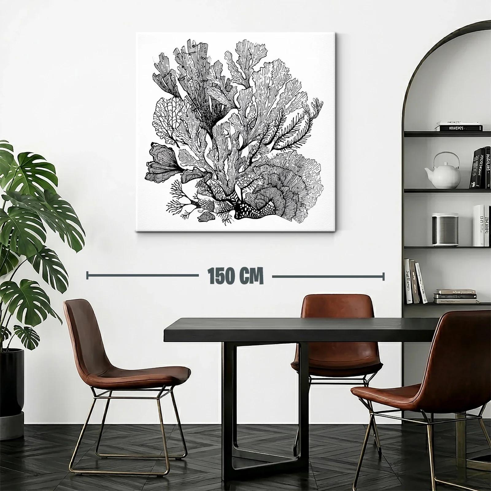 Composición orgánica de algas con delicados trazos en blanco y negro — miniatura 2
