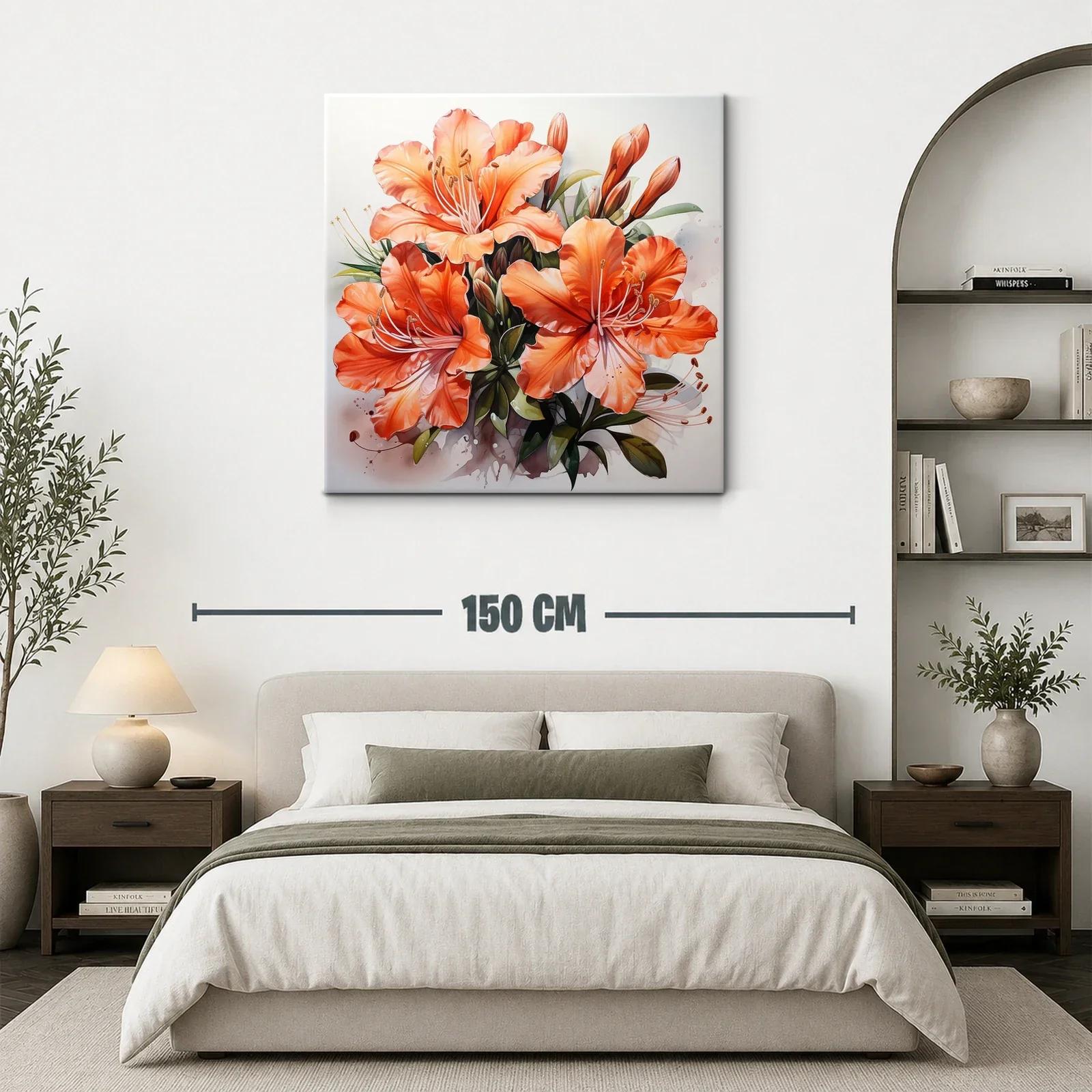 Impactante cuadro de flores naranja brillante — miniatura 3