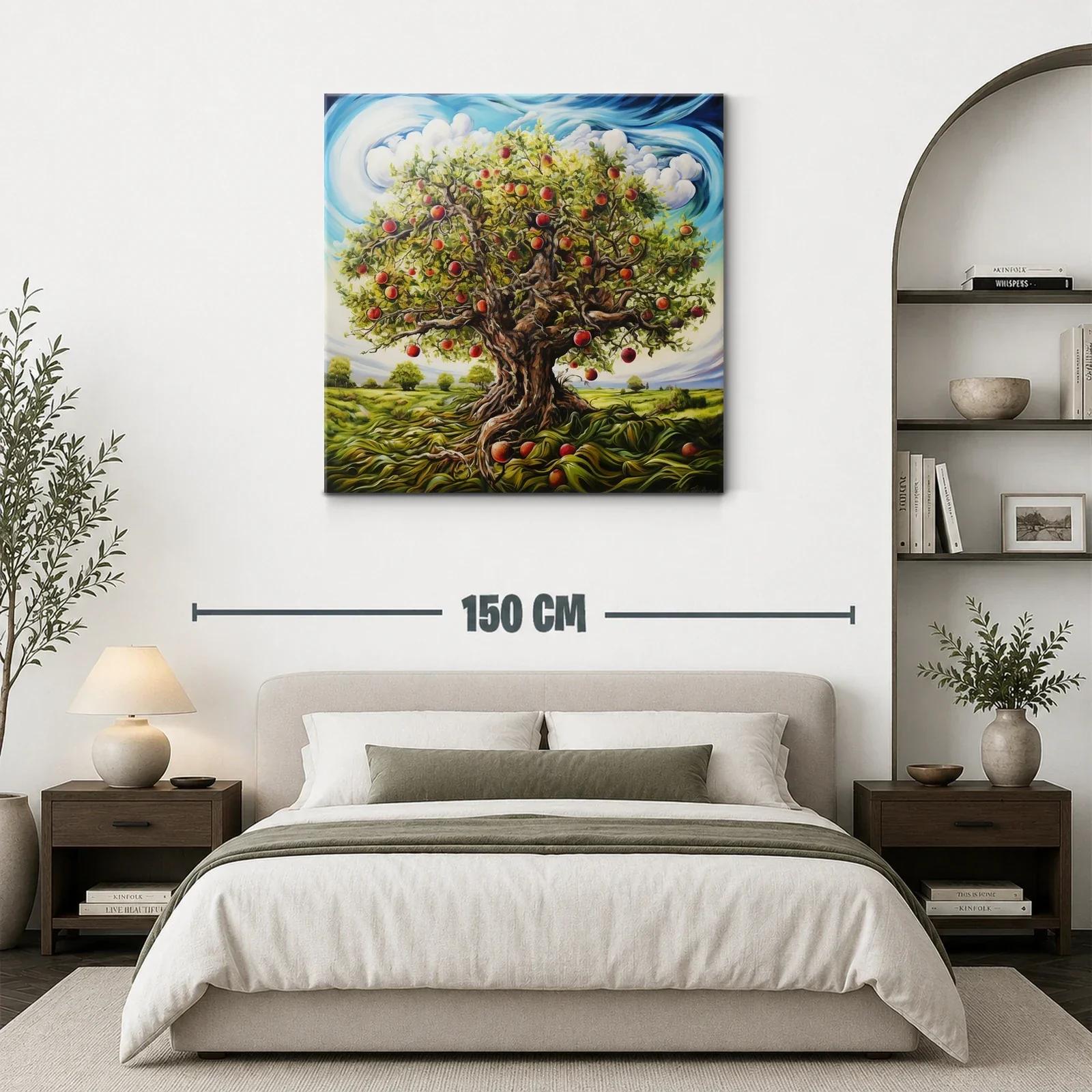 Árbol frutal exuberante con manzanas rojas maduras — miniatura 3