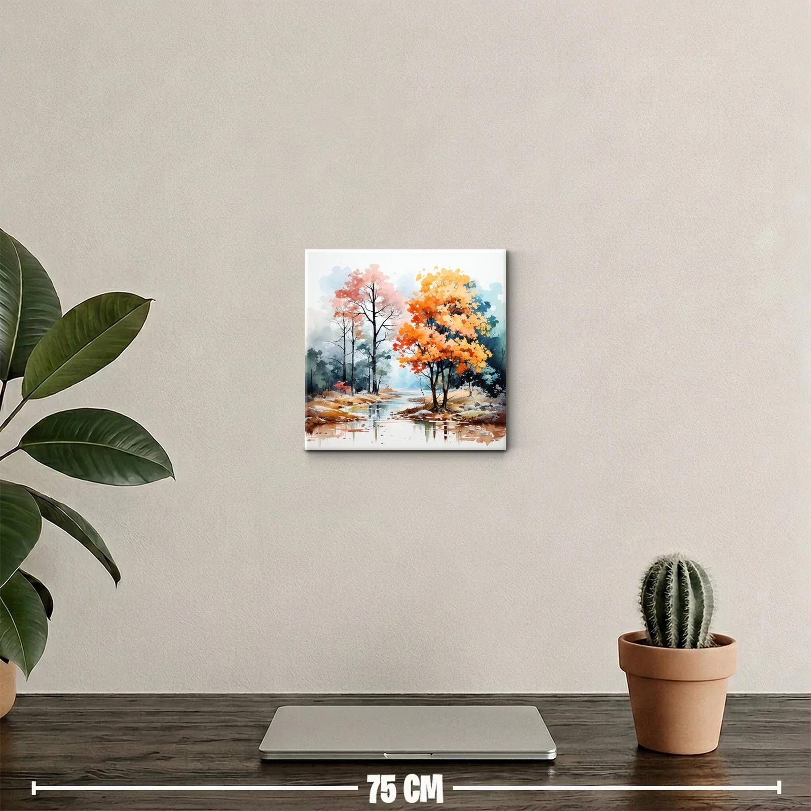 Paisaje otoñal con árboles vivos junto al río sereno — miniatura 2