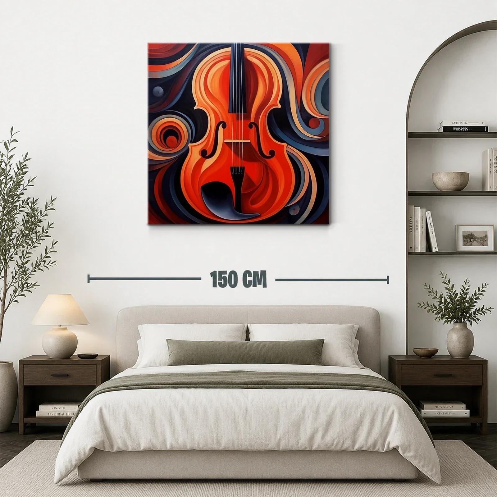 Cuadro vibrante con violín en tonos cálidos y abstractos — miniatura 3