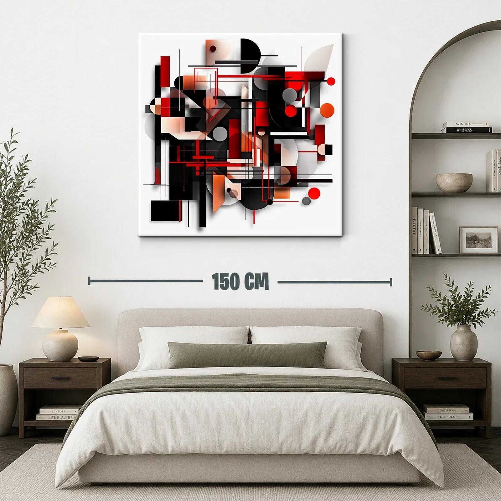 Composición geométrica abstracta en tonos rojo y negro — miniatura 3