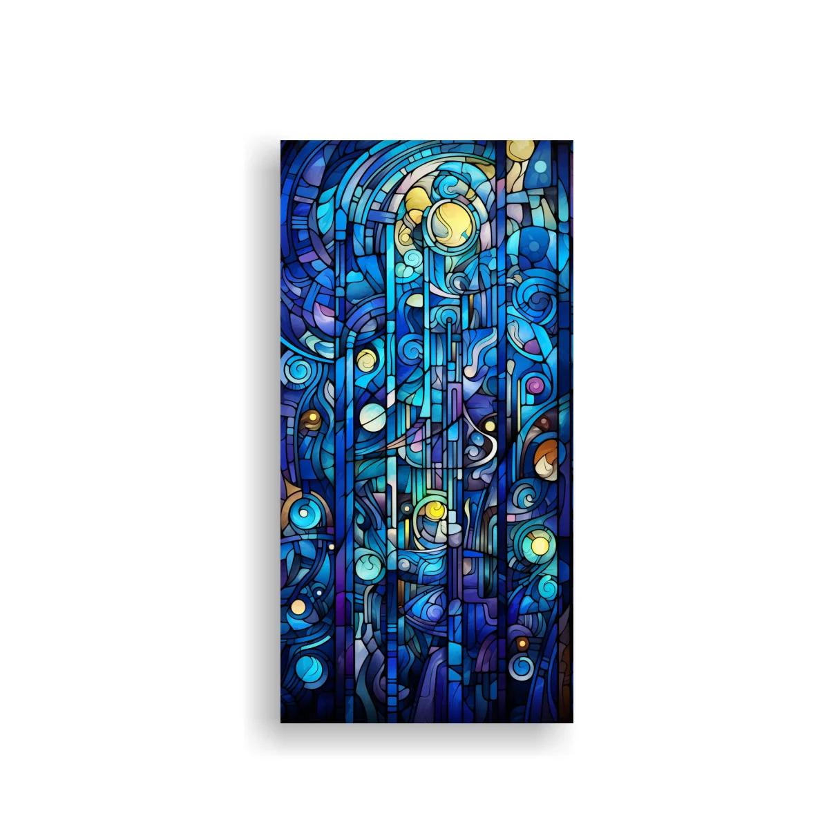 Cuadro sistema solar abstracto con efecto vitral