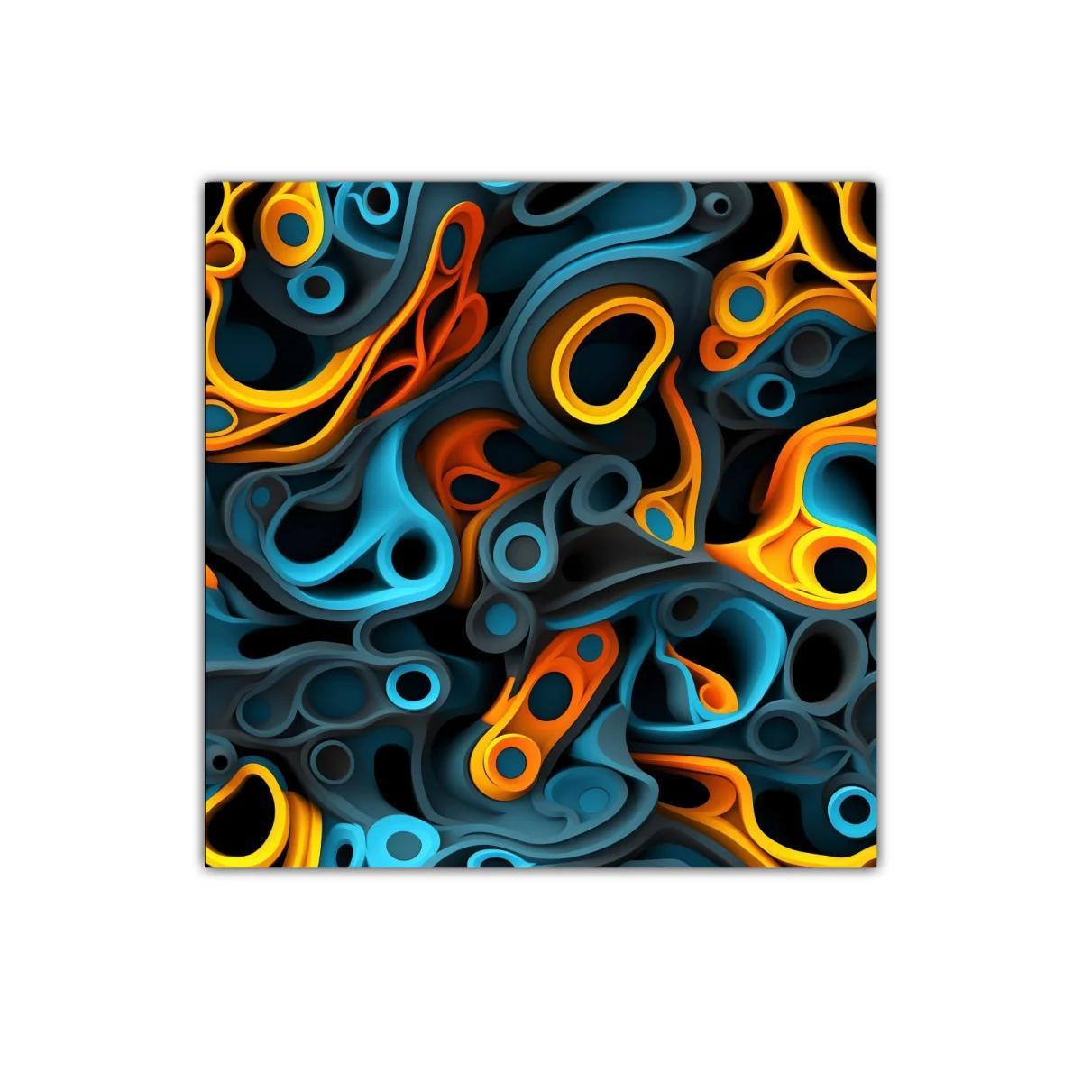 Composición abstracta en tonos cálidos y fríos vibrantes — imagen principal