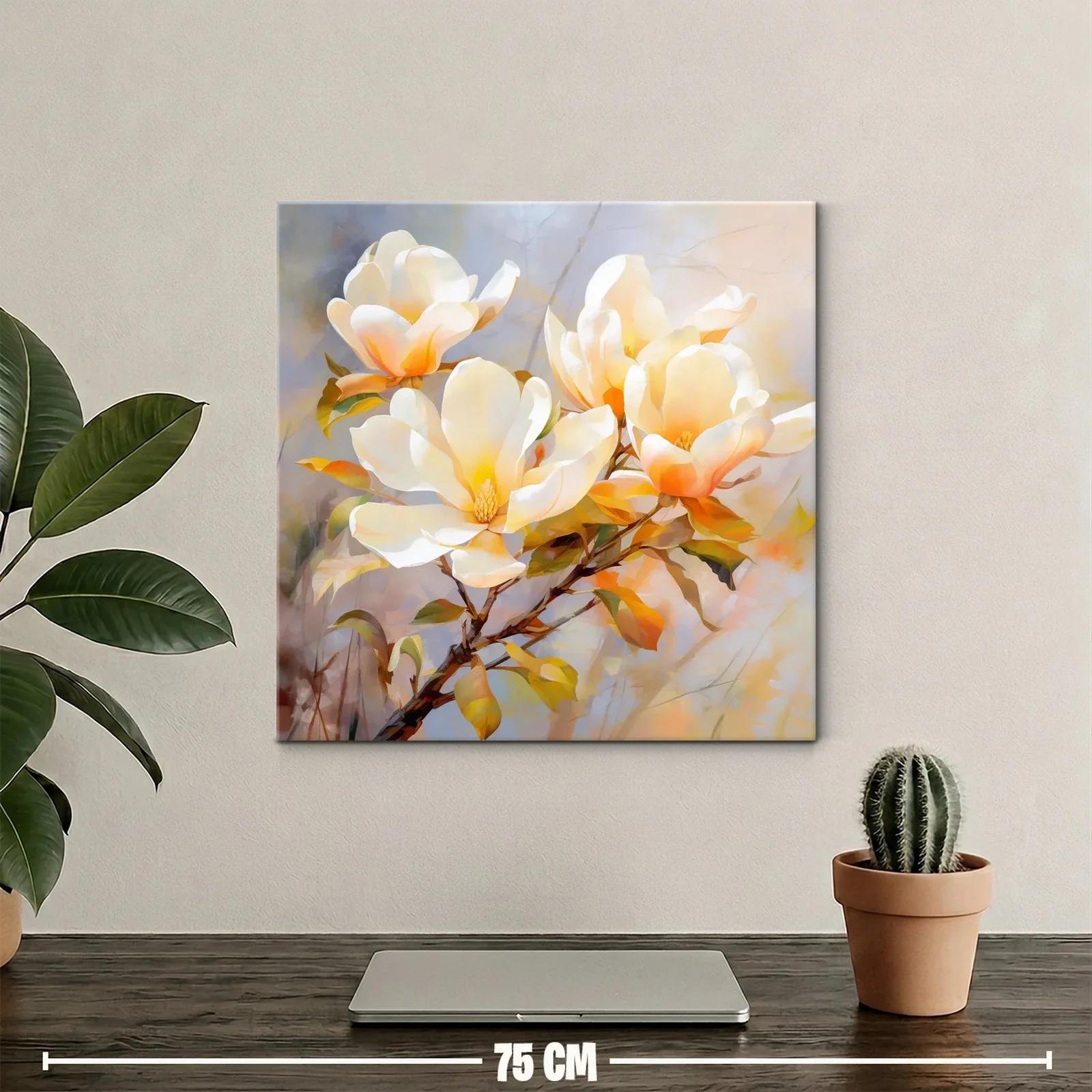 Cuadro de flores magnolias en tonos cálidos y suaves — miniatura 2