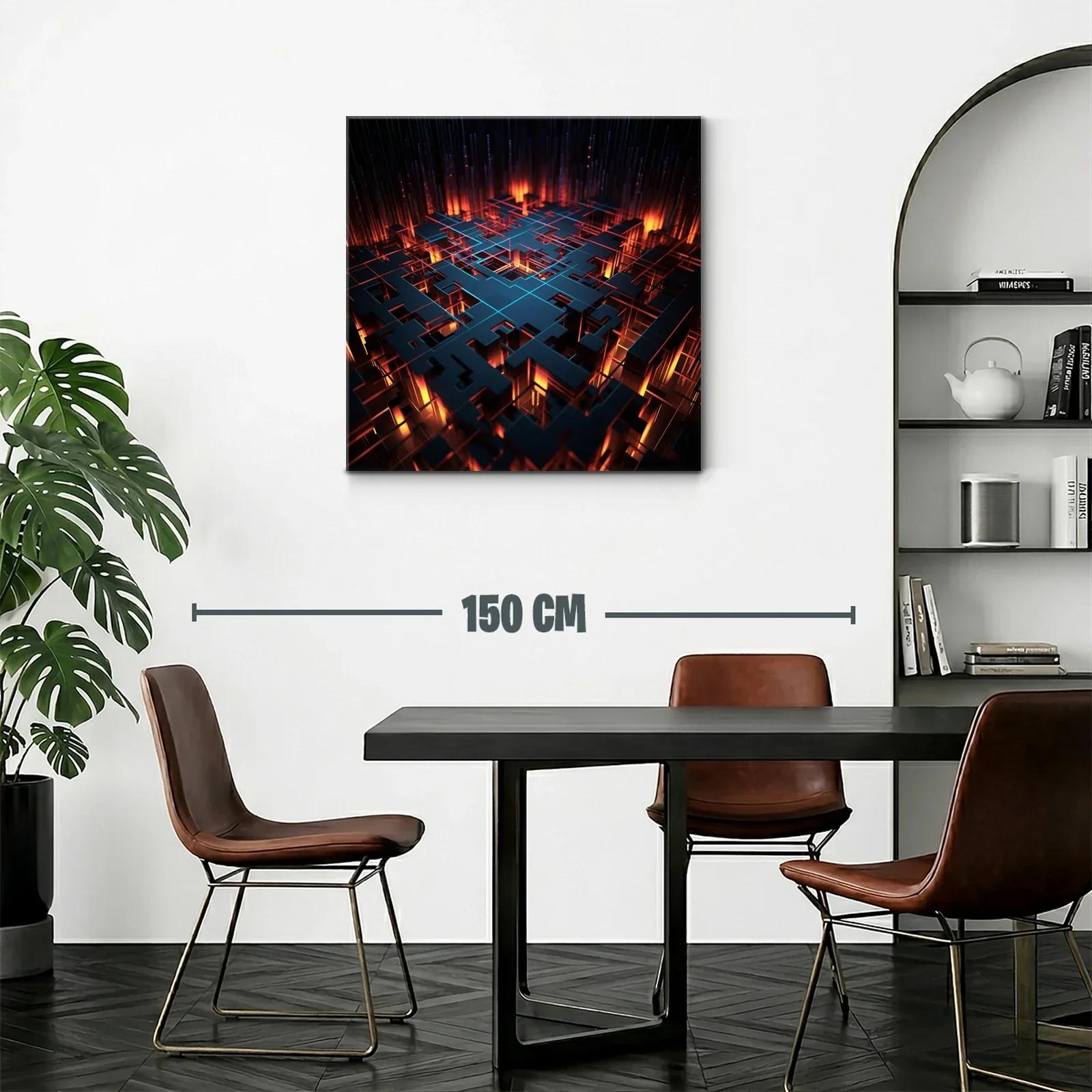 Abstracto geométrico con luces cálidas y líneas azules — miniatura 2
