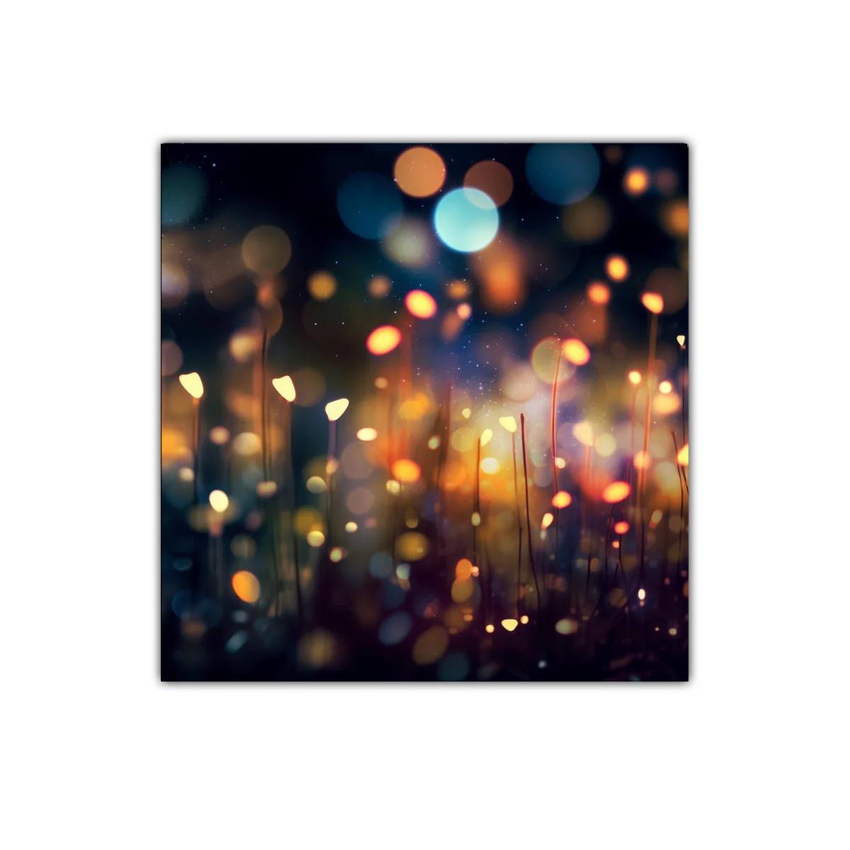 Cuadro decorativo con luces abstractas de tonos cálidos y fríos