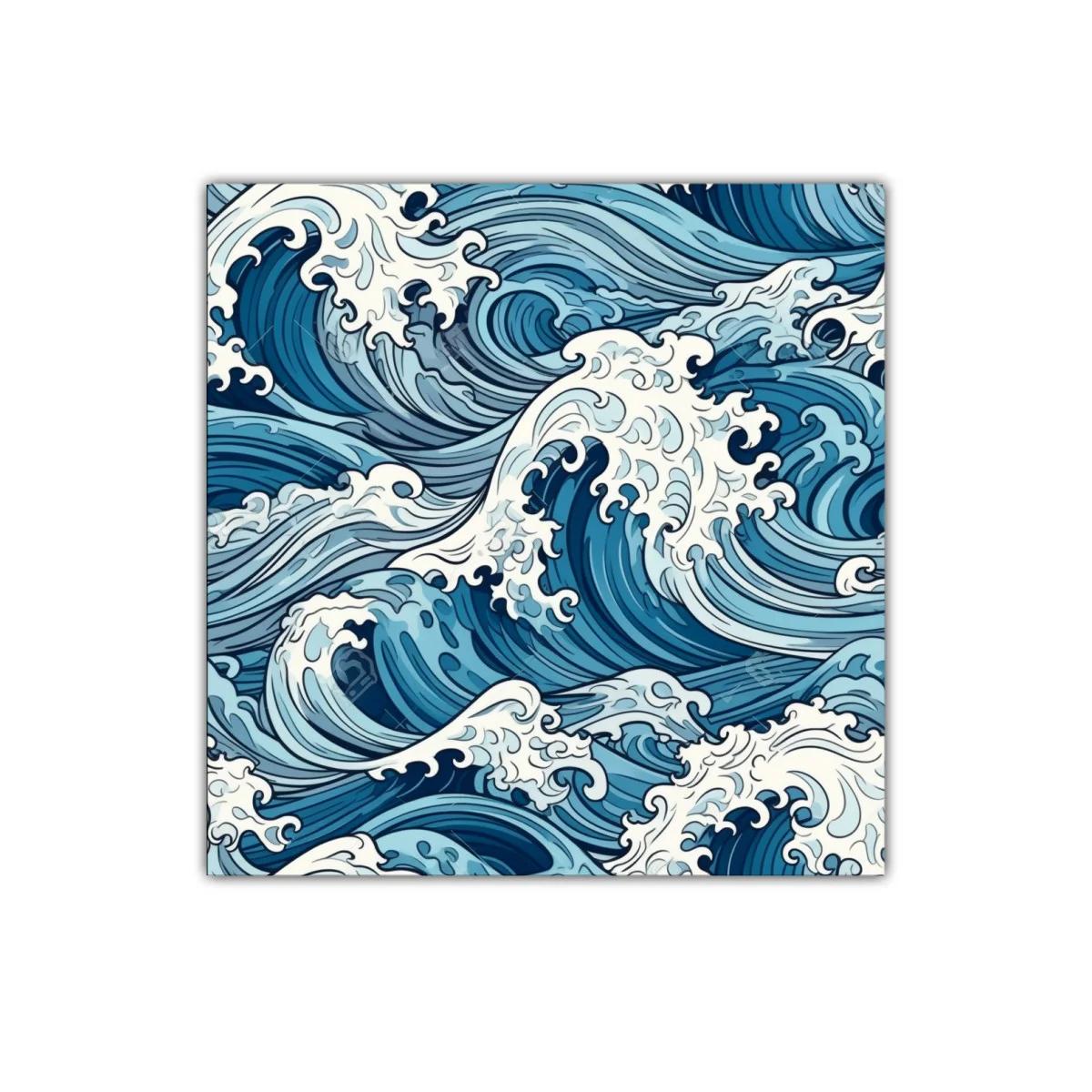 Cuadro decorativo con diseño dinámico de olas marinas azules — miniatura 1