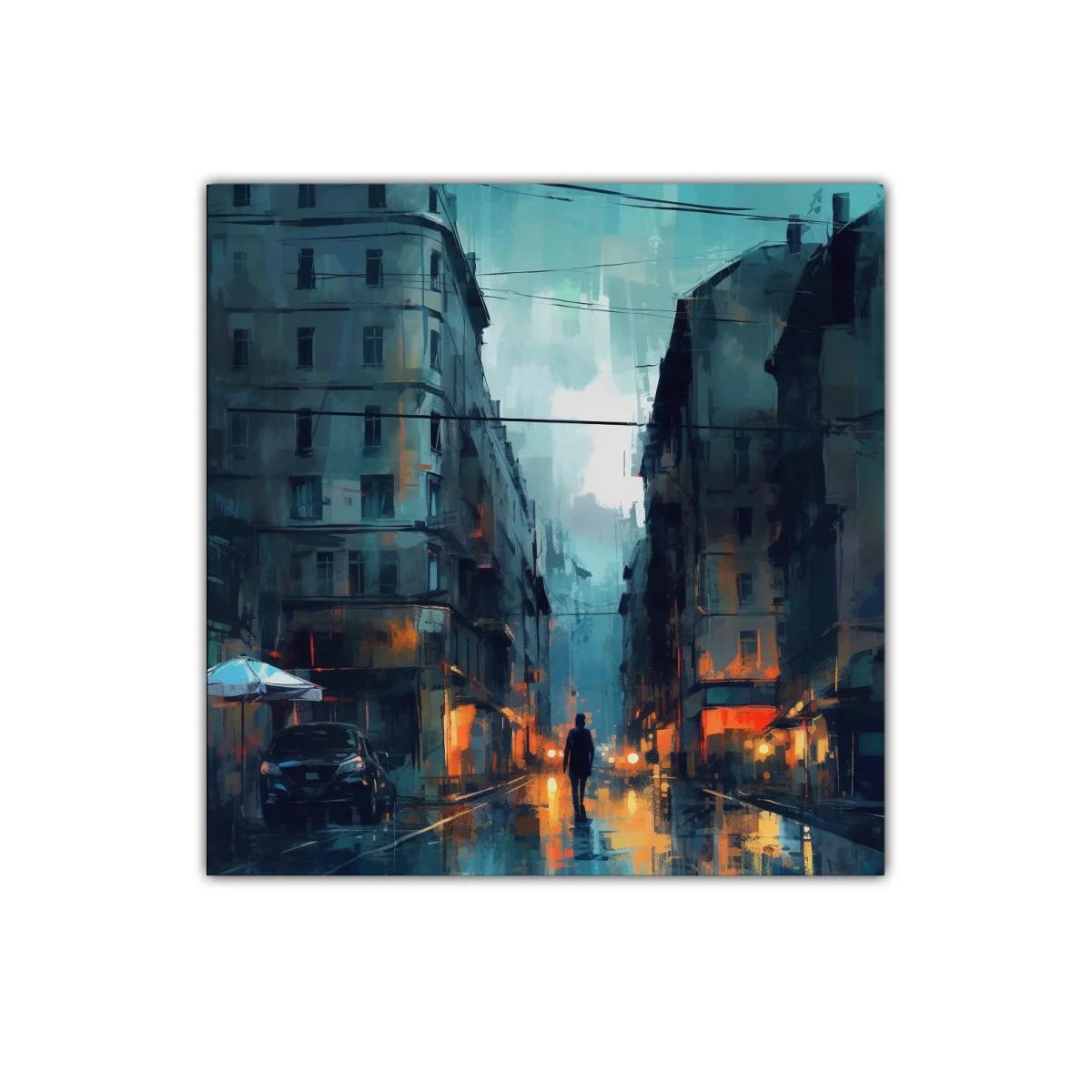 Atardecer urbano con reflejos y silueta solitaria — imagen principal