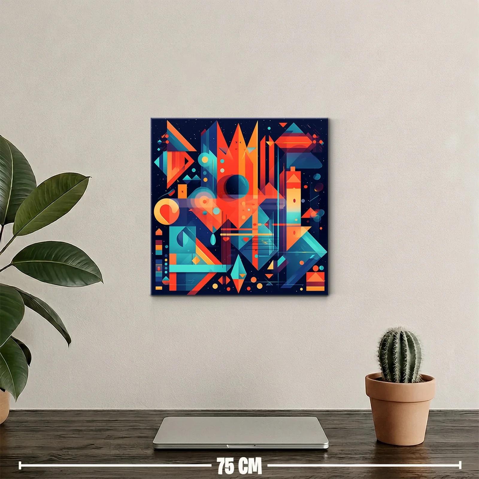 Cuadro abstracto con formas geométricas y tonos cálidos — miniatura 2