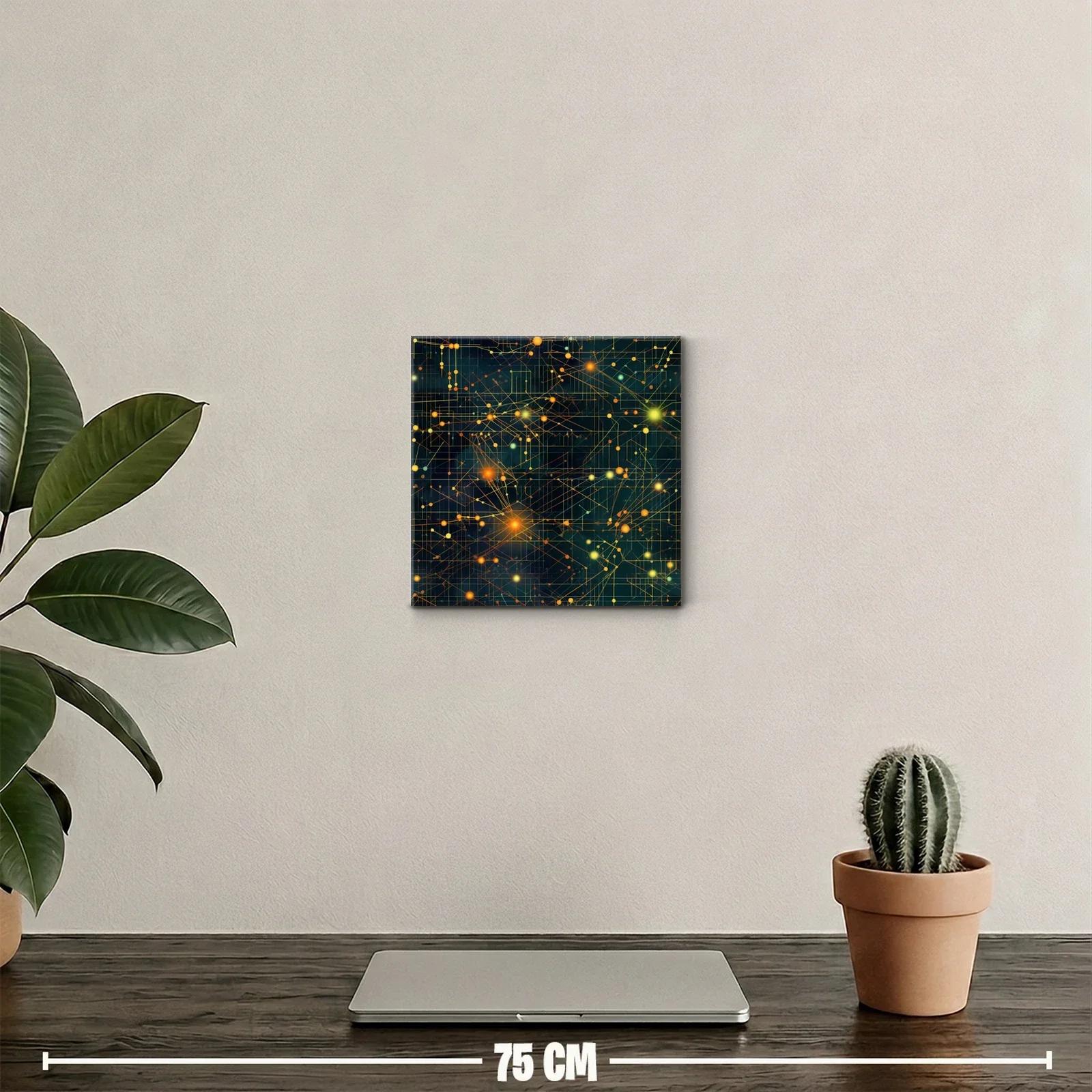 Cuadro abstracto con conexiones luminosas y trazos geométricos — miniatura 2