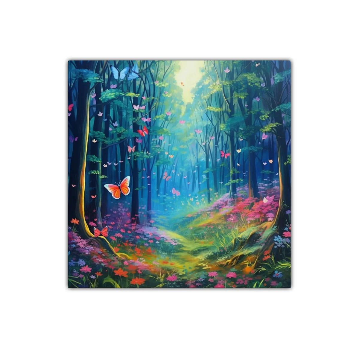 Bosque encantado con mariposas de vivos colores — miniatura 1