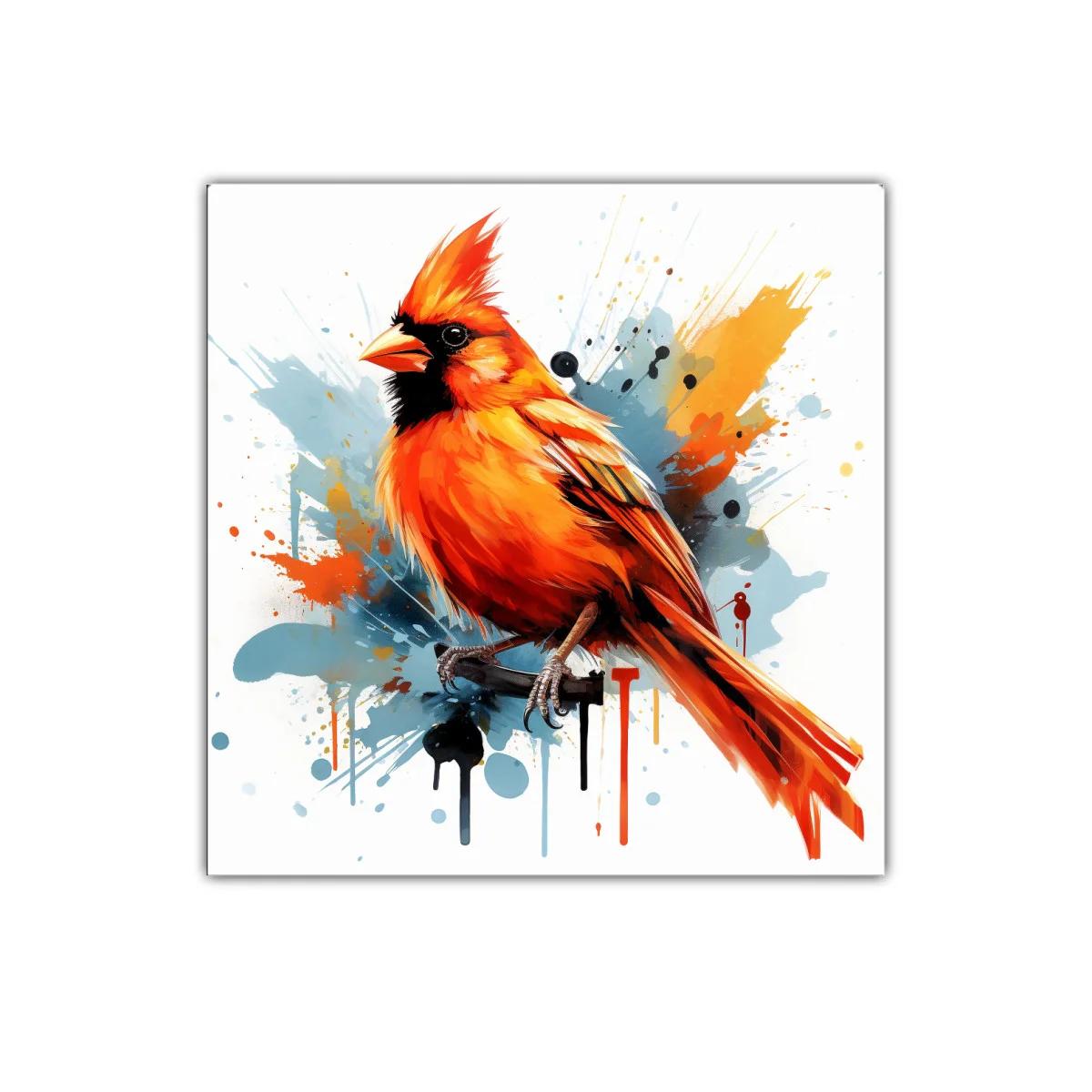 Cuadro colorido con ave vibrante y fondo abstracto — imagen principal