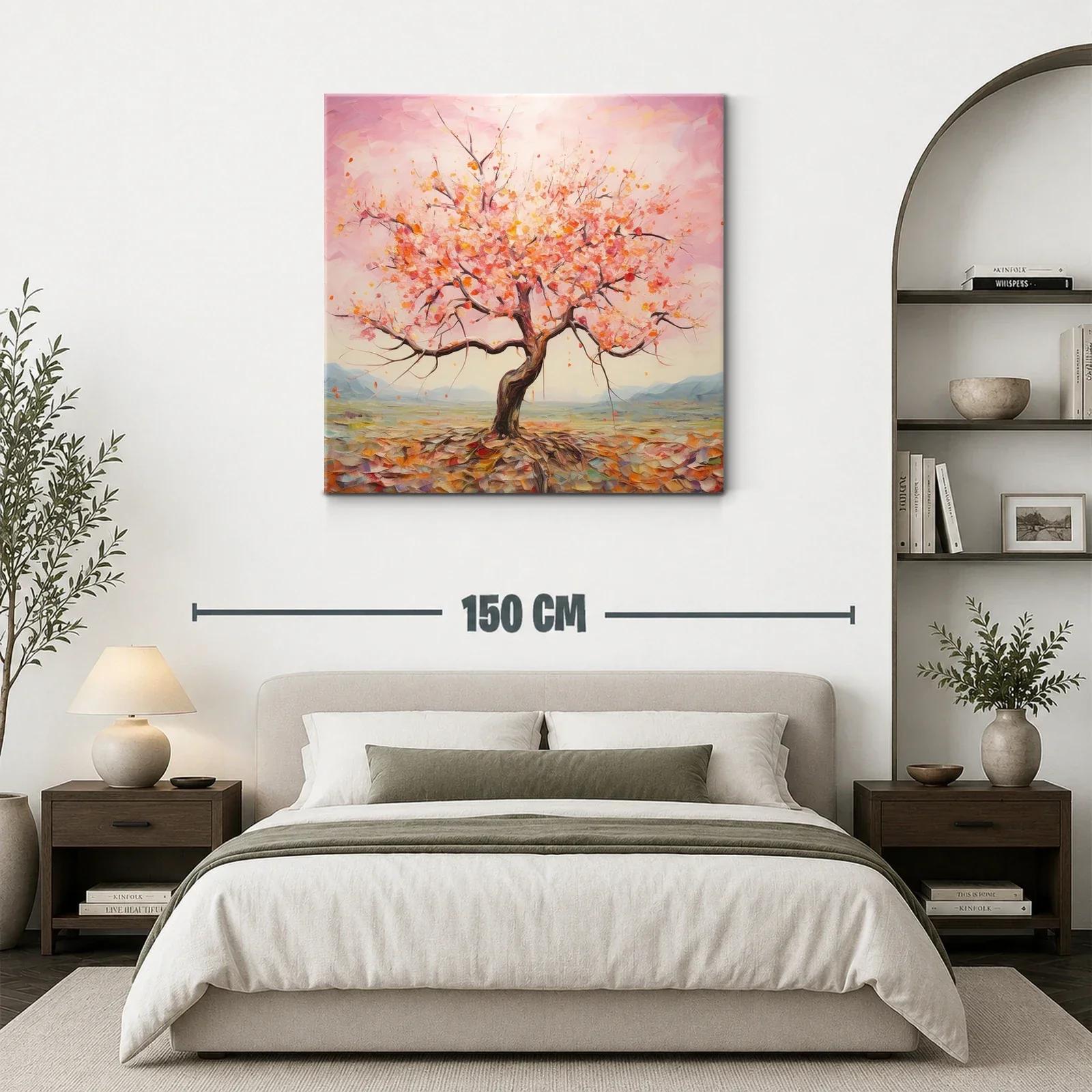 Árbol en flor con tonos cálidos y paisaje suave — miniatura 3