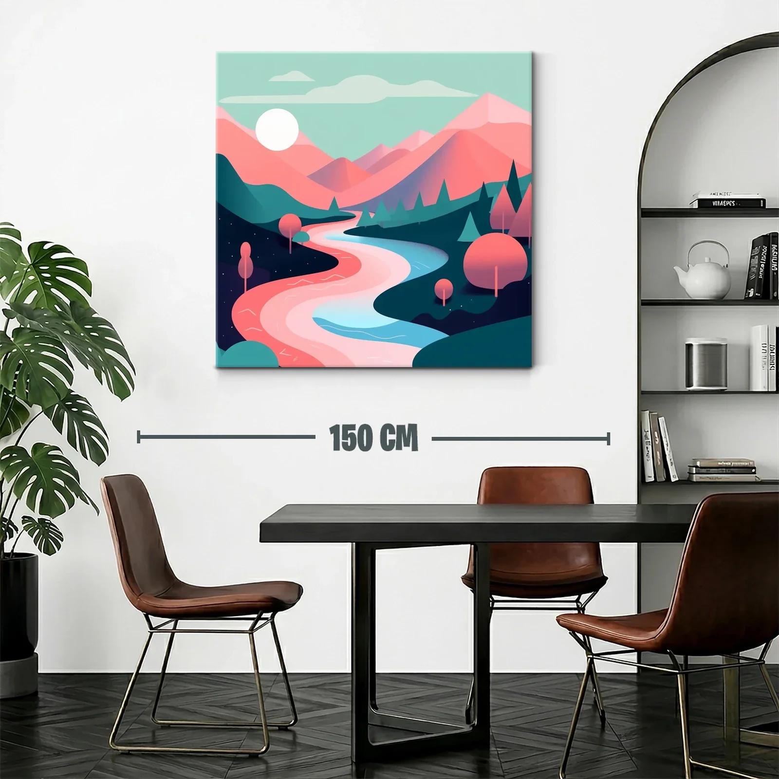 Paisaje cromático de río y montañas en tonos pastel — miniatura 2